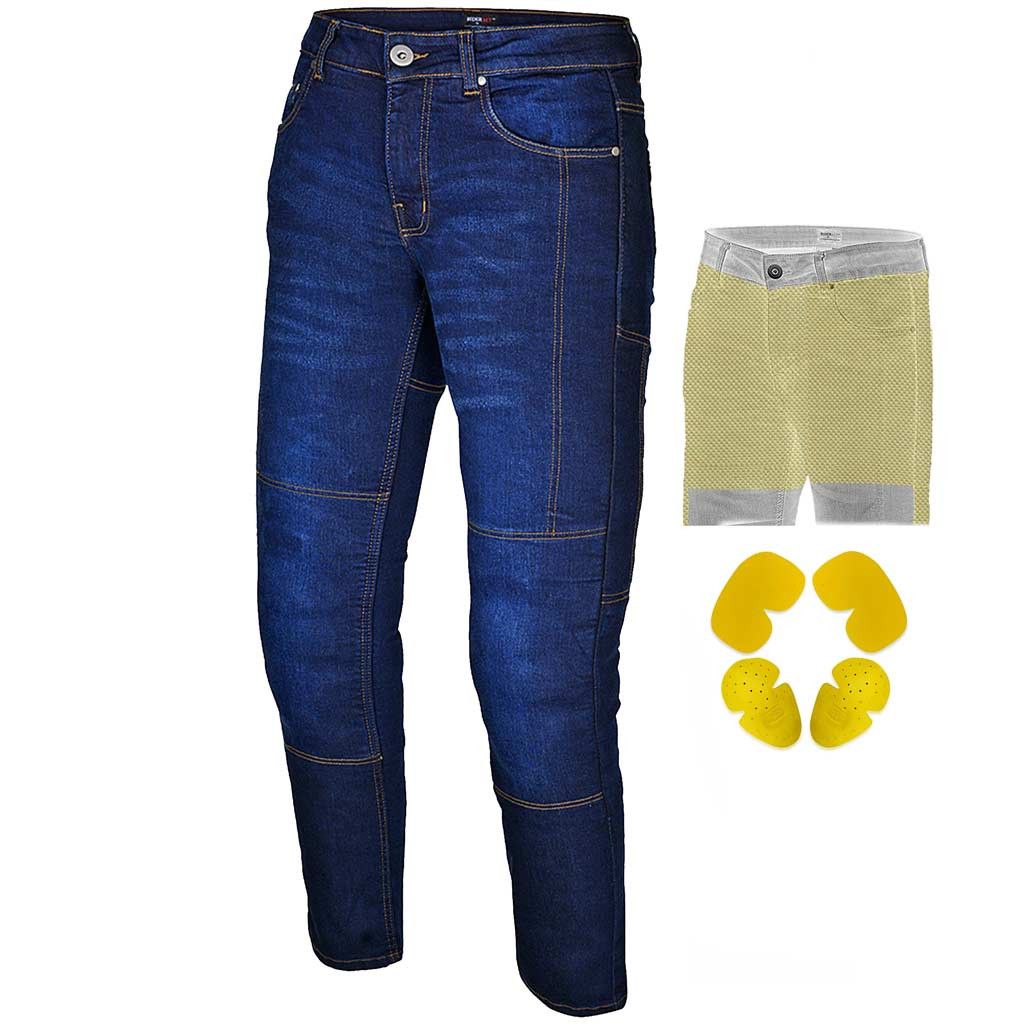 Jean RIDERACT® Men's Reinforced Motorcycle Riding Jeans Dark Blue Size US 32 / EU 48 - 3 Thumbnail
