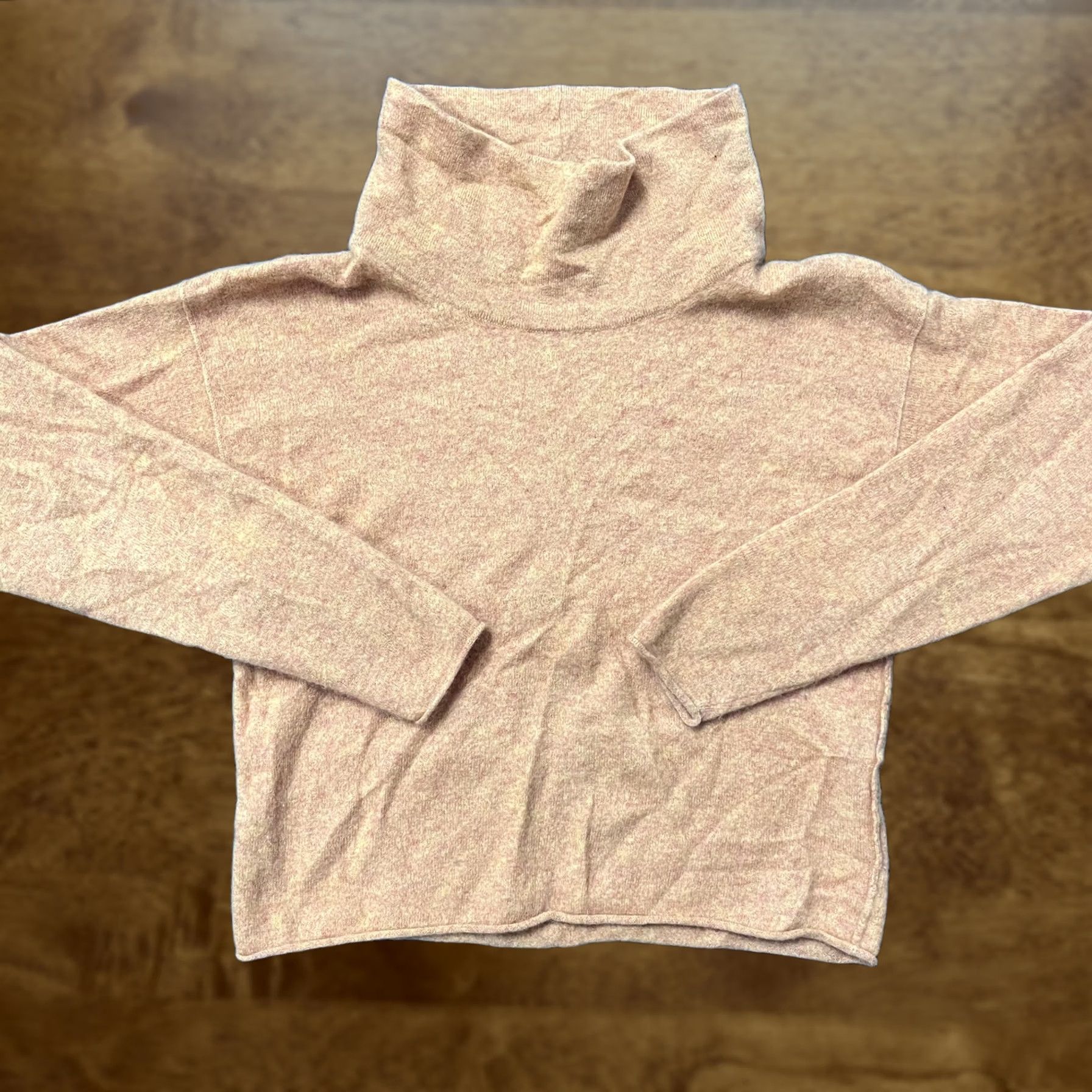 Free People Free People Sweater Womens L Beige Tan Turtleneck Boxy Cropped Knit Pullover Size L / US 10 / IT 46 - 1 Thumbnail