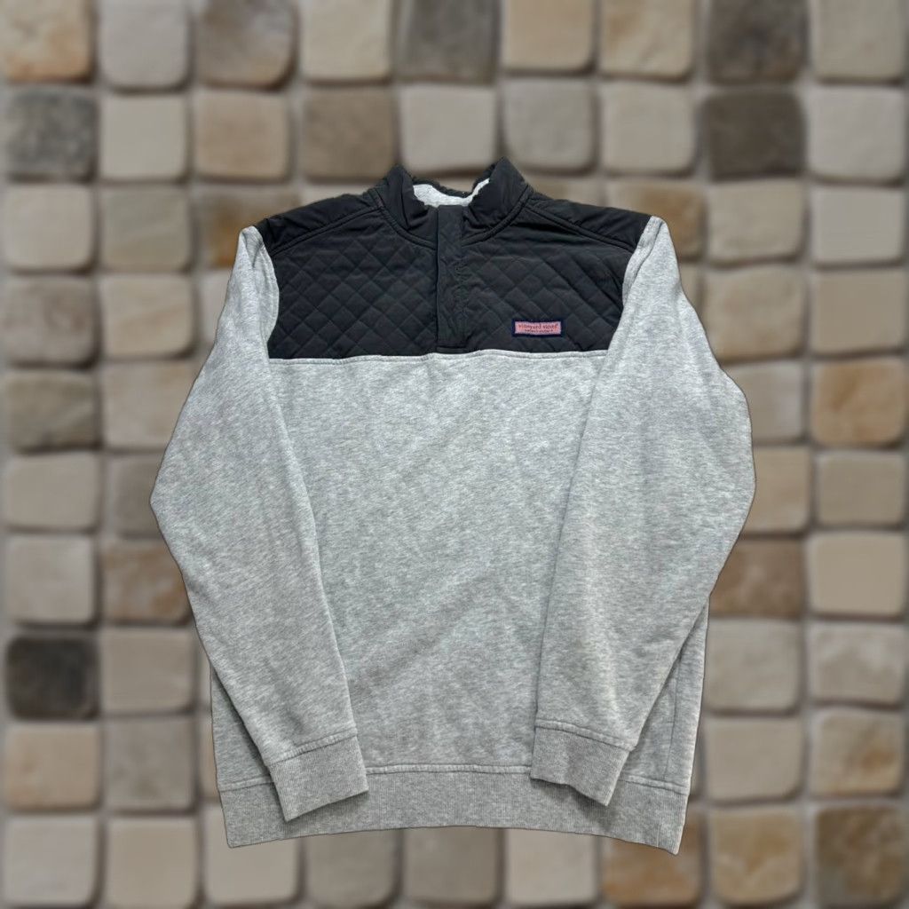 Vineyard Vines Vineyard Vines Sweater Mens M Gray Cotton Blend Knit Fleece Pullover Mock Neck Long Sleeve Logo Size US M / EU 48-50 / 2 - 1 Thumbnail
