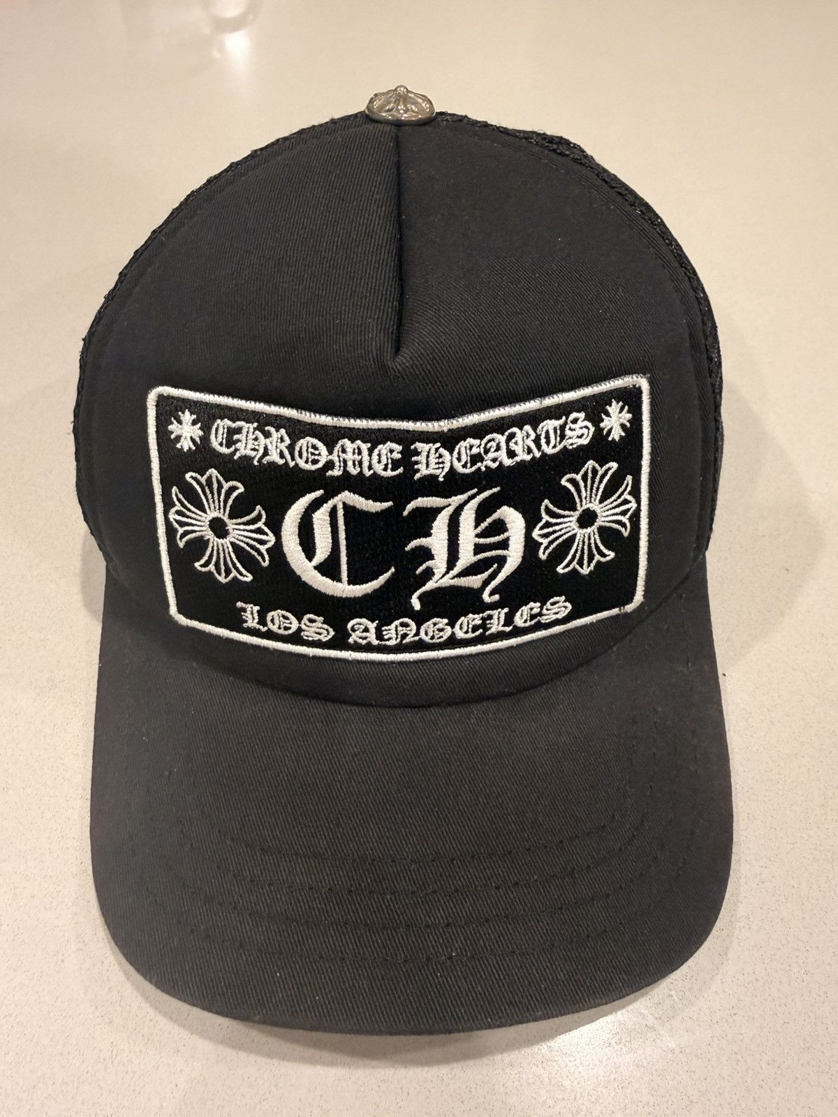 Chrome Hearts Black & White Los Angeles Trucker Hat