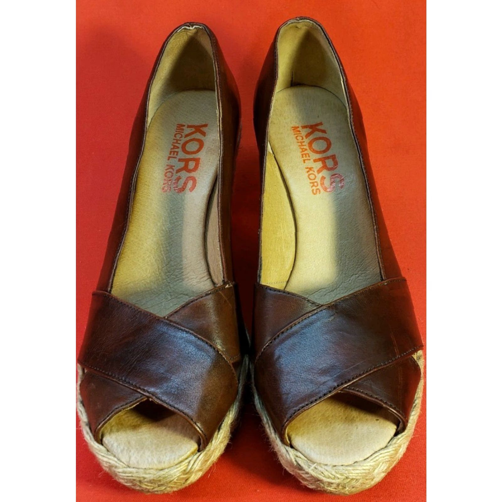 Michael Kors Michael Kors Espadrille Wedge Sandal Women's Size 8.5M Brown Leather Open Toe Wedge Heel Platform 1.5 in Shoes Mens Women Size US 9 / IT 39 - 5 Thumbnail