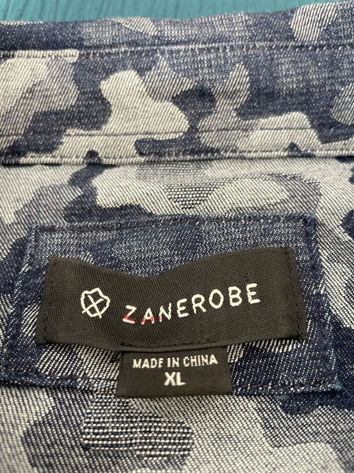 Zanerobe Denim Camo Exaggerated length button front shirt Size US XL / EU 56 / 4 - 9 Thumbnail