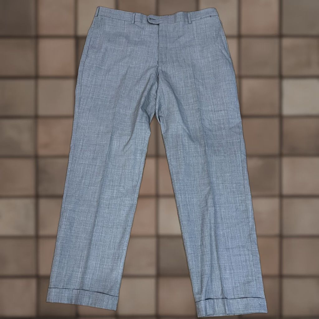 Vintage VINTAGE Dress Pants Hickey Freeman Gray 38x31 Flat Front Cuffed Legs Mens Formal, Business, Wedding, Party/Cocktail, Preppy USA Size US 38 / EU 54 - 1 Thumbnail