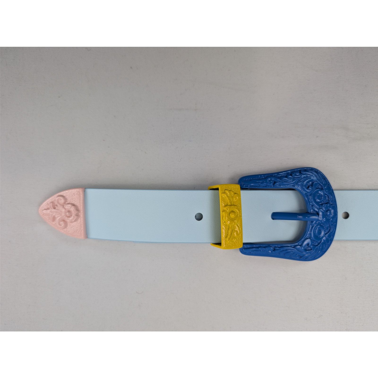 Casablanca o1rshd1 Size: 90 / Leather Comboy Buckle Belt in Light Blue Size 36 - 11 Thumbnail