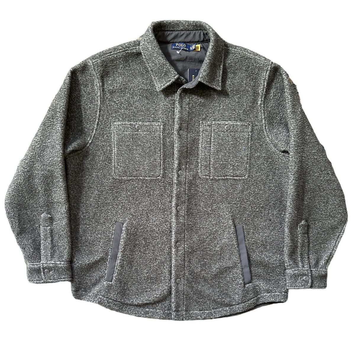 Polo Ralph Lauren Gray Brushed Fleece Shirt Jacket Size: XL