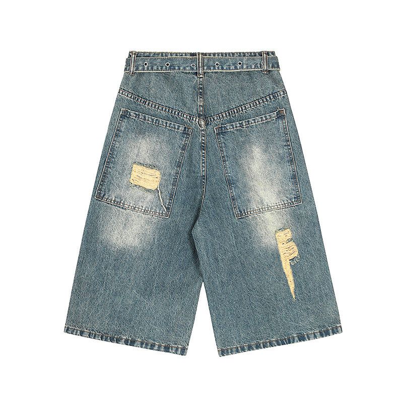 Vintage American retro washed distressed cropped jeans Size US 32 / EU 48 - 2 Thumbnail