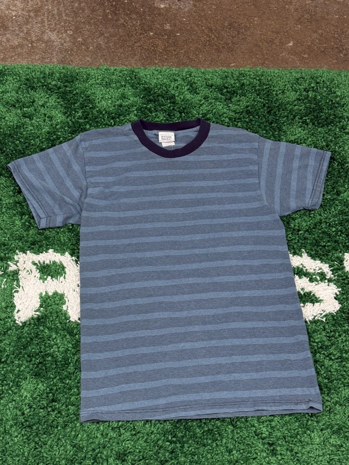 Vintage Vintage 90s Stone Mesa Striped Line Shirt Blue Small Size US S / EU 44-46 / 1 - 1 Thumbnail