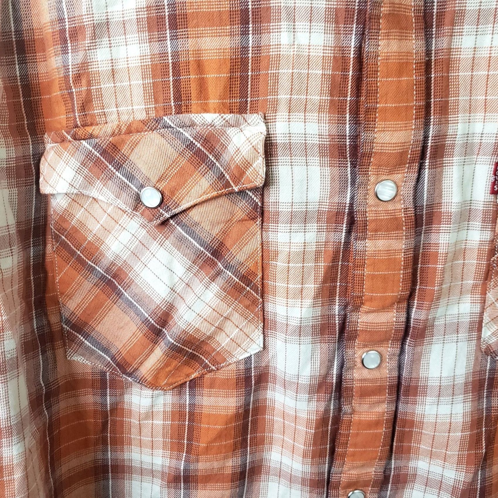 Levi's Levi's Orange Brown Plaid Pearl Snap Western Shirt Long Sleeve XXL Men Size US XXL / EU 58 / 5 - 3 Thumbnail