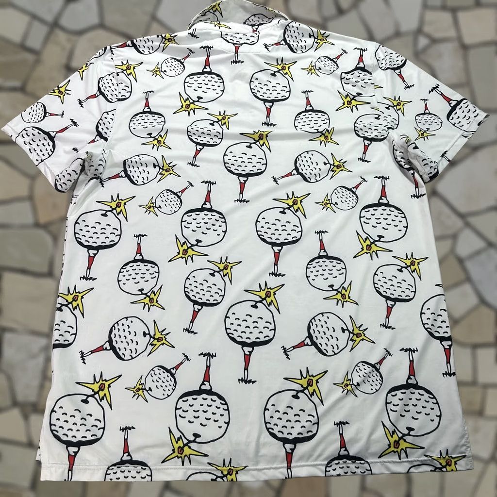 Vintage Sosik Polo Shirt Mens XL White Golf Ball Graphic Short Sleeve Polo Shirt Stretch Polyester Size US XL / EU 56 / 4 - 1 Thumbnail