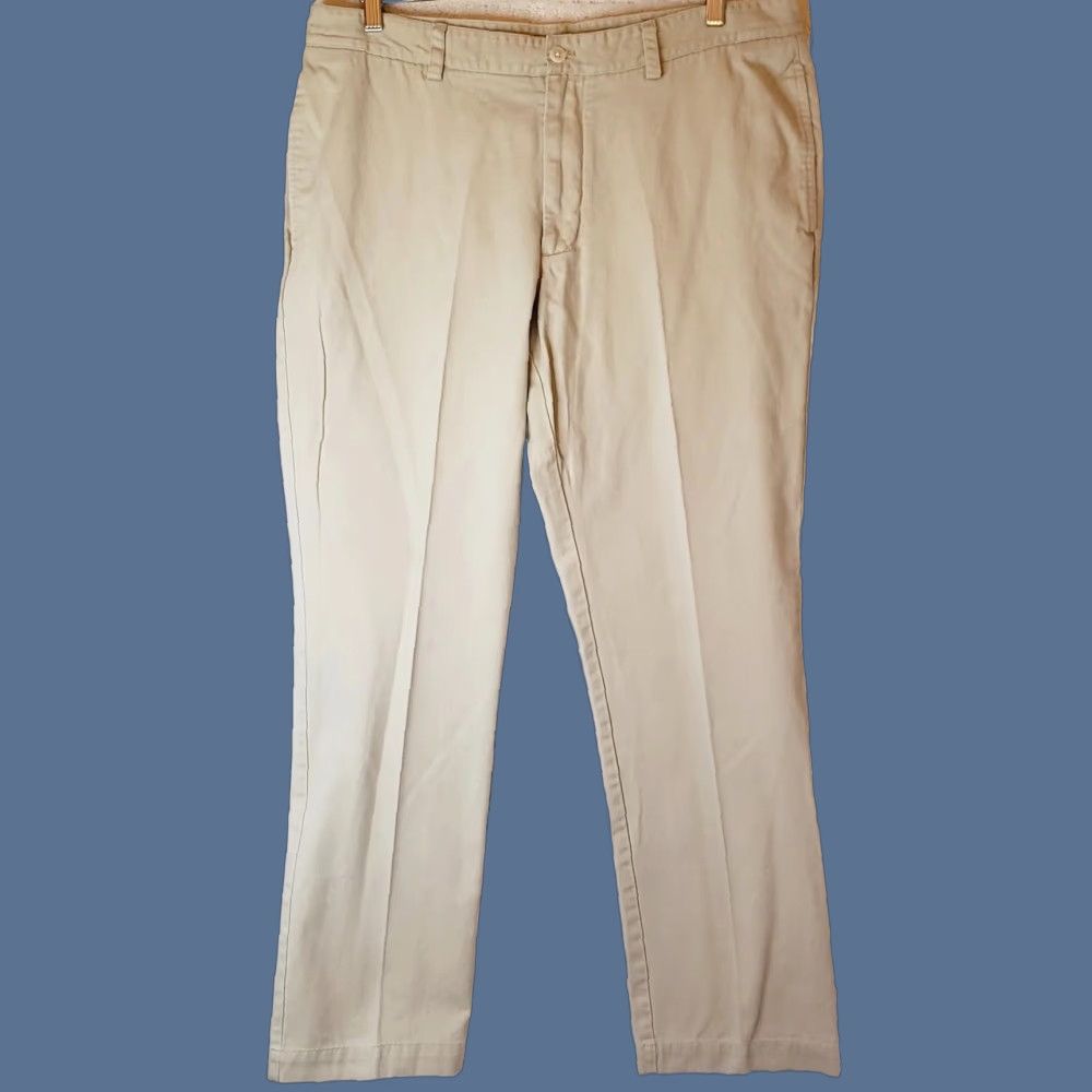 Vineyard Vines Vineyard Vines Pants Mens 36x32 Tan Flat Front Slim Fit Club Pant Chino Beige Solid Canvas 32in Inseam Mens Size US 36 / EU 52 - 1 Thumbnail