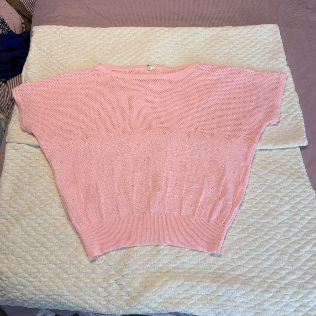 Vintage Vintage 80s Pink Lightweight Knit Sweater Sz XL Pointelle Size XL / US 12-14 / IT 48-50 - 7 Thumbnail