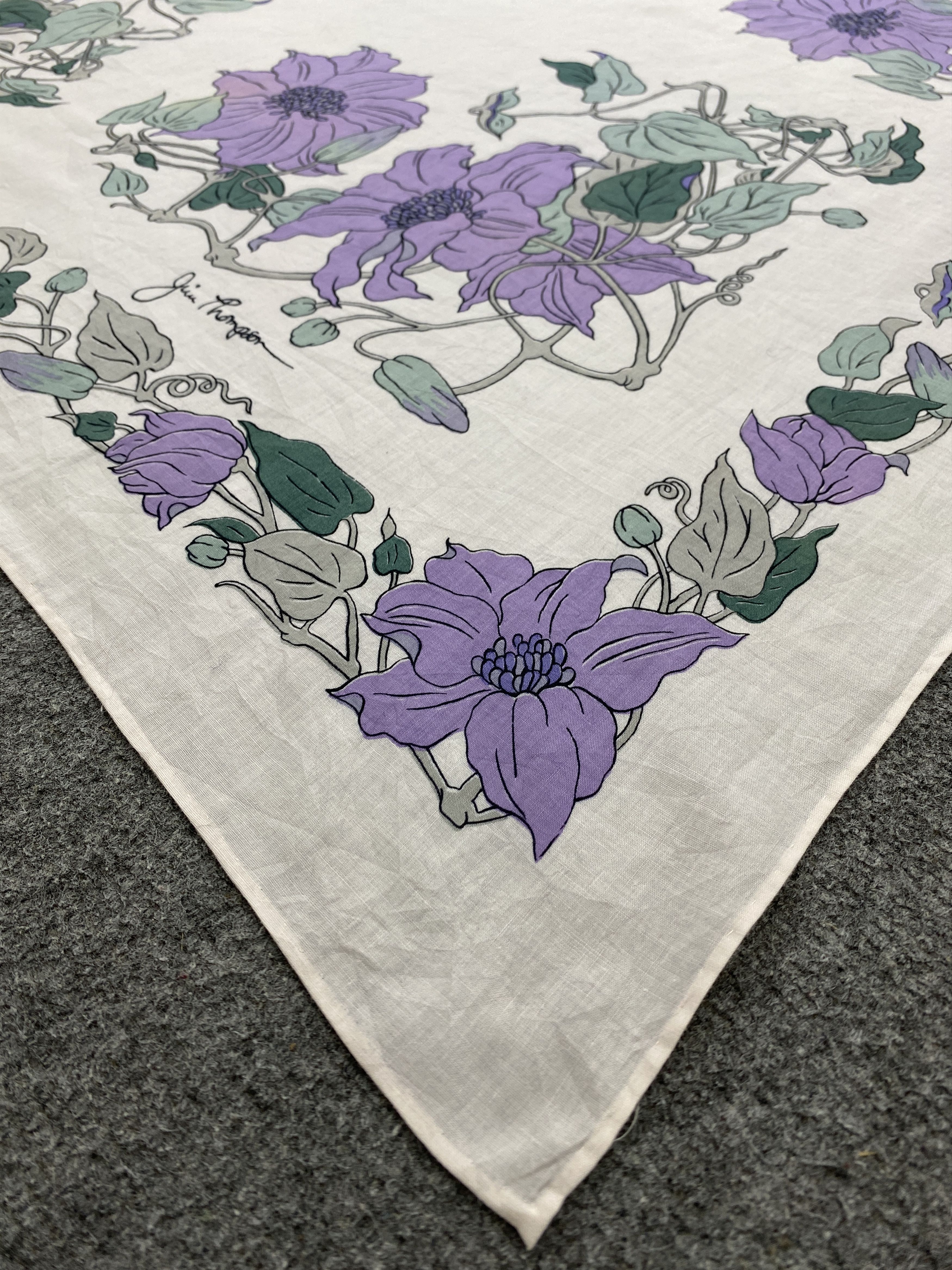 Jim Thompson Vintage Jim Thompson Floral Silk Scarf SN0108 Size ONE SIZE - 4 Thumbnail