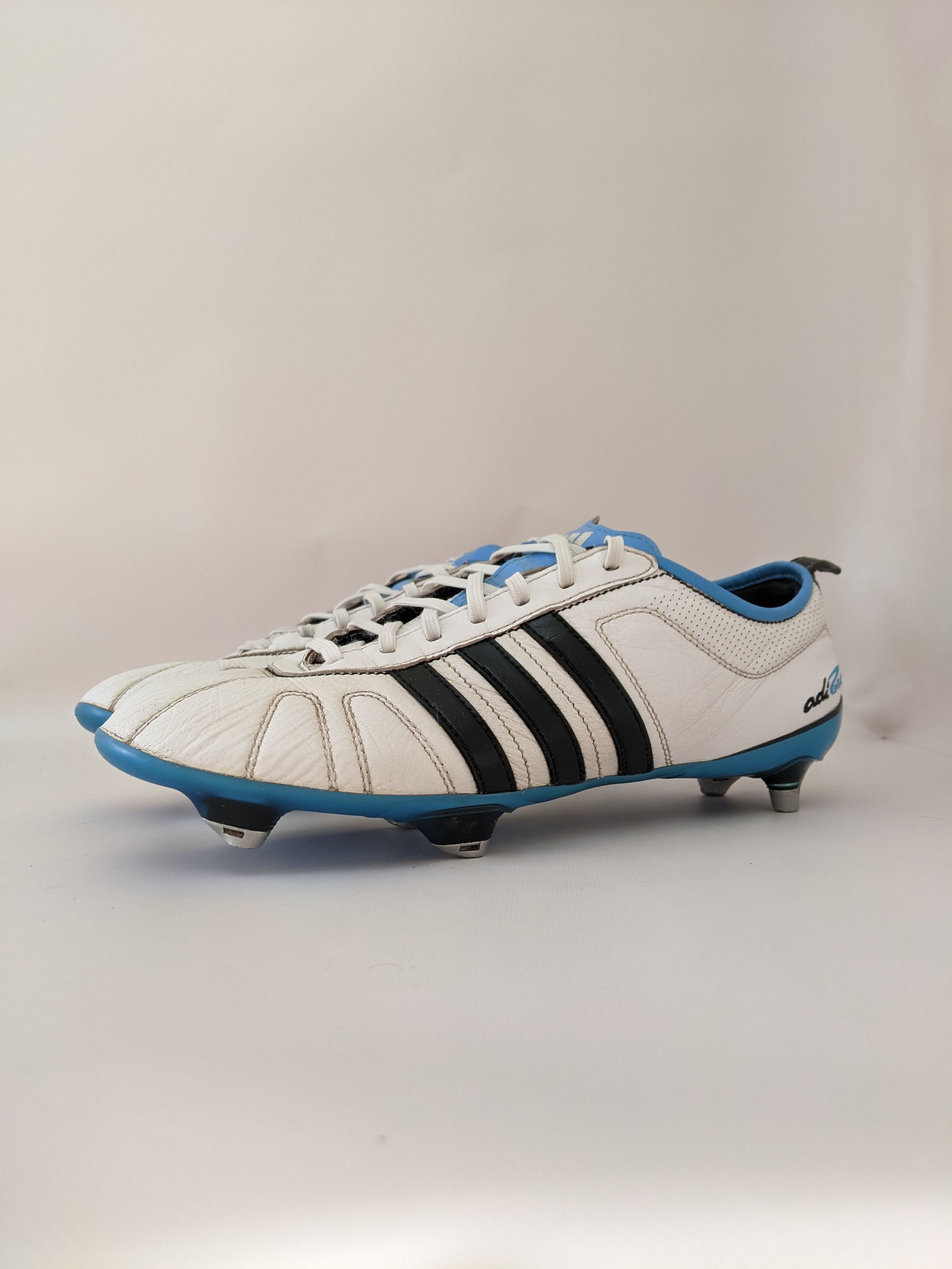 image of Adidas Adipure Iv 4 Sg Soccer Football Cleats Boots in White/Blue, Men's (Size 10)