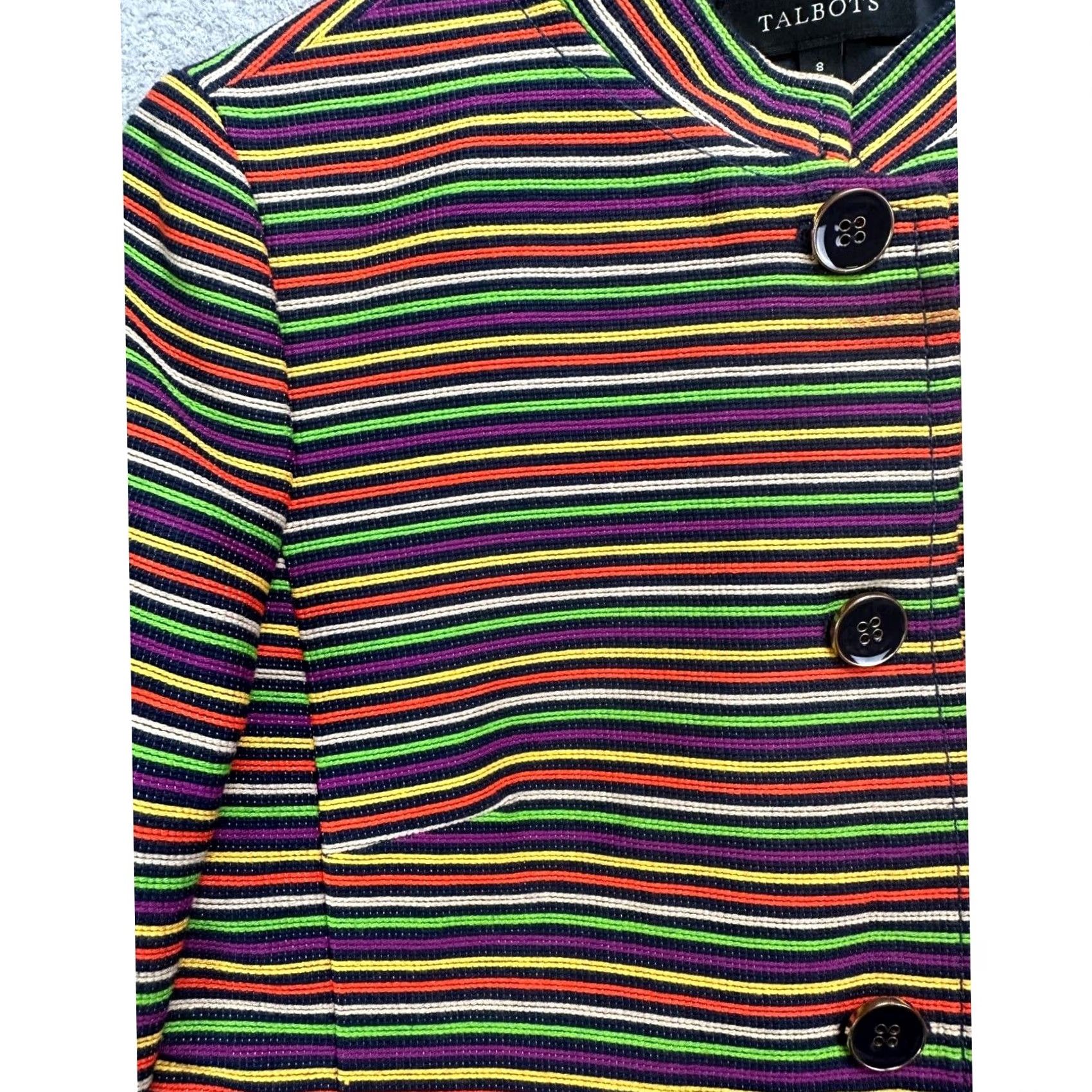 Talbots Talbots Skirt Suit Womens 8 Multi Striped Button Front Pencil Straight Jacket Set 2 Piece Notch Lapel VINTAGE? Size 30" / US 8 / IT 44 - 5 Thumbnail