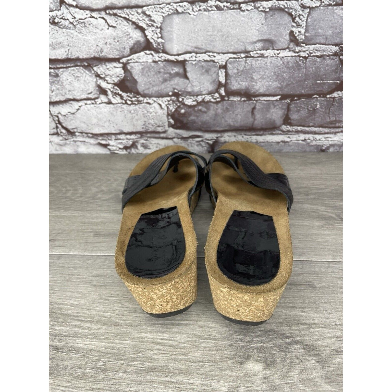 Donald Pliner Donald J. Pliner Gallo Black Patent Leather Toe Cork Wedge S Size US 8.5 / IT 38.5 - 4 Thumbnail