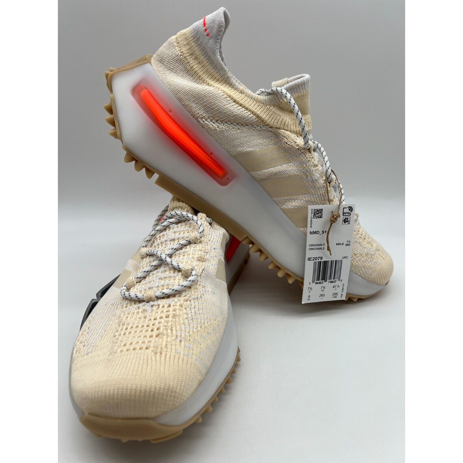 Adidas adidas NMD S1 Wonder White Solar Red IE2079 Men's Size 8 Size US 8 / EU 41 - 5 Thumbnail