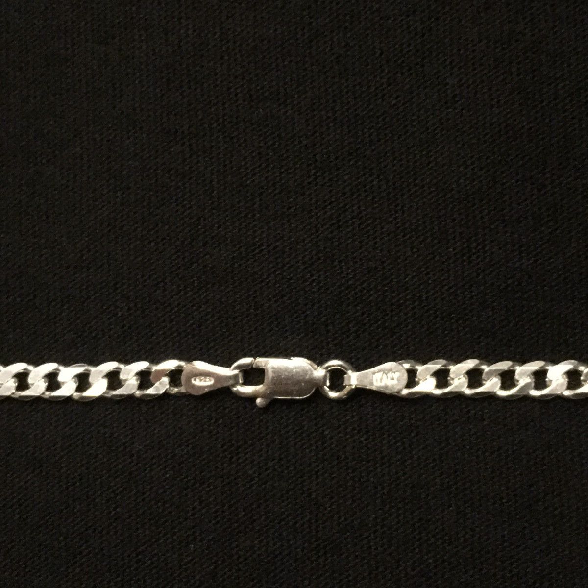 Jewelry Real Solid Silver Chain Cuban Link Curb 20in 4mm and Cross Size ONE SIZE - 3 Thumbnail