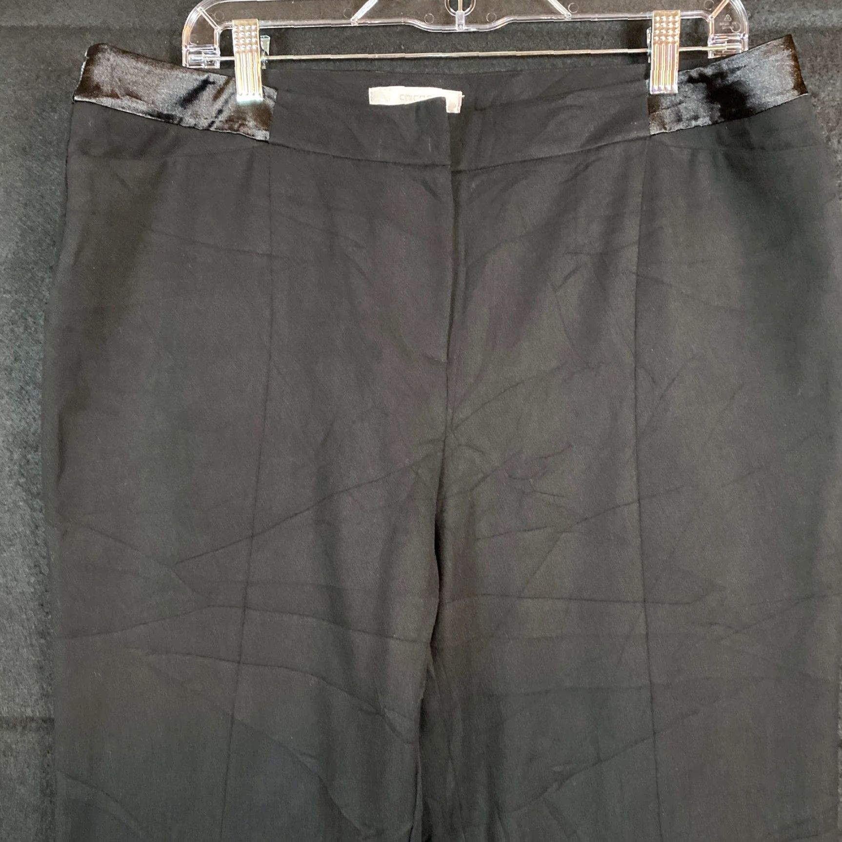 Vintage Chicos Womens Pants Black High Rise Straight Leg Capri Cropped Stretch 2 (L) Size 24" / US 00 / IT 34 - 2 Thumbnail