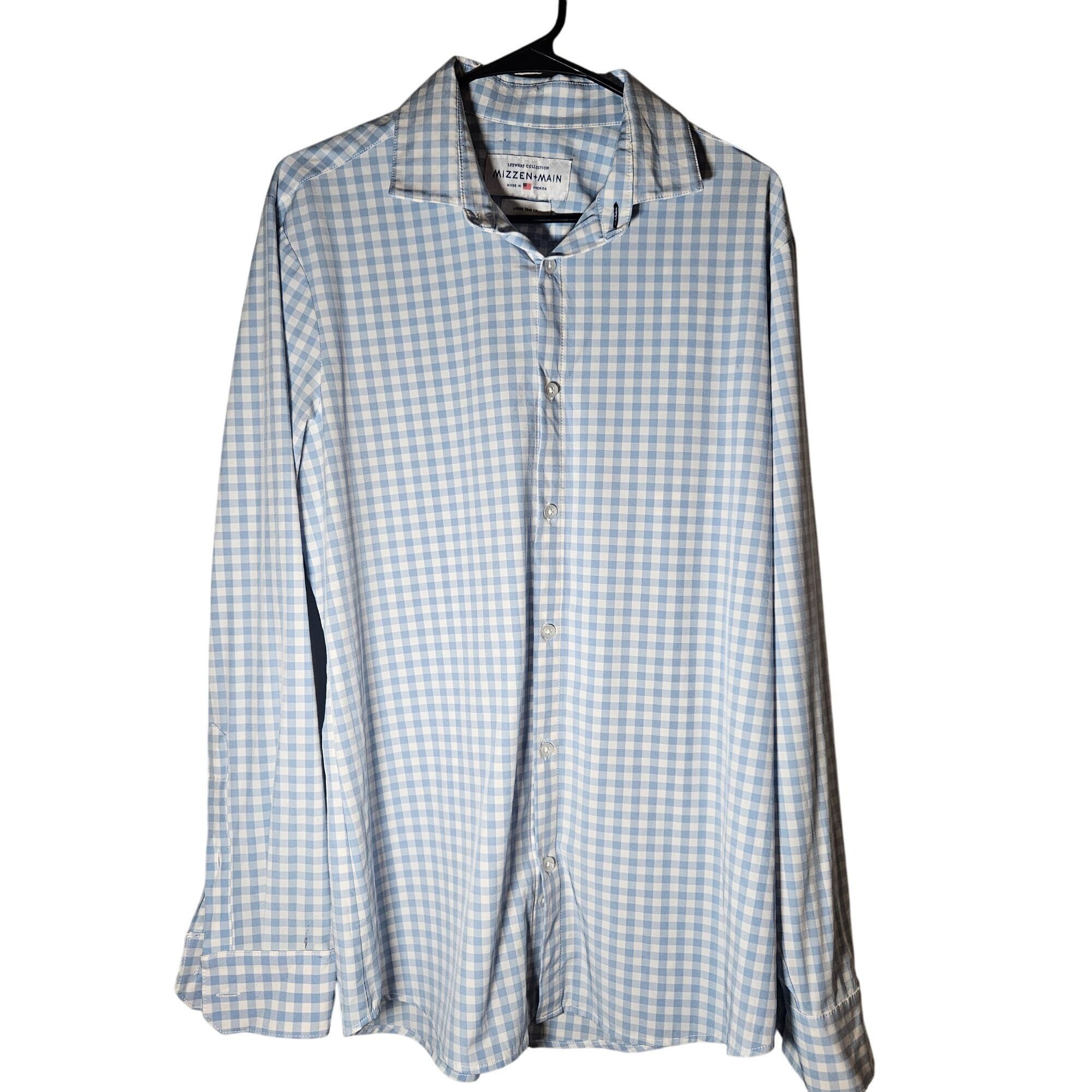 Mizzen+Main Mizzen+Main Men Shirt Blue Gingham L Trim Fit Preppy Office Size US L / EU 52-54 / 3 - 1 Thumbnail