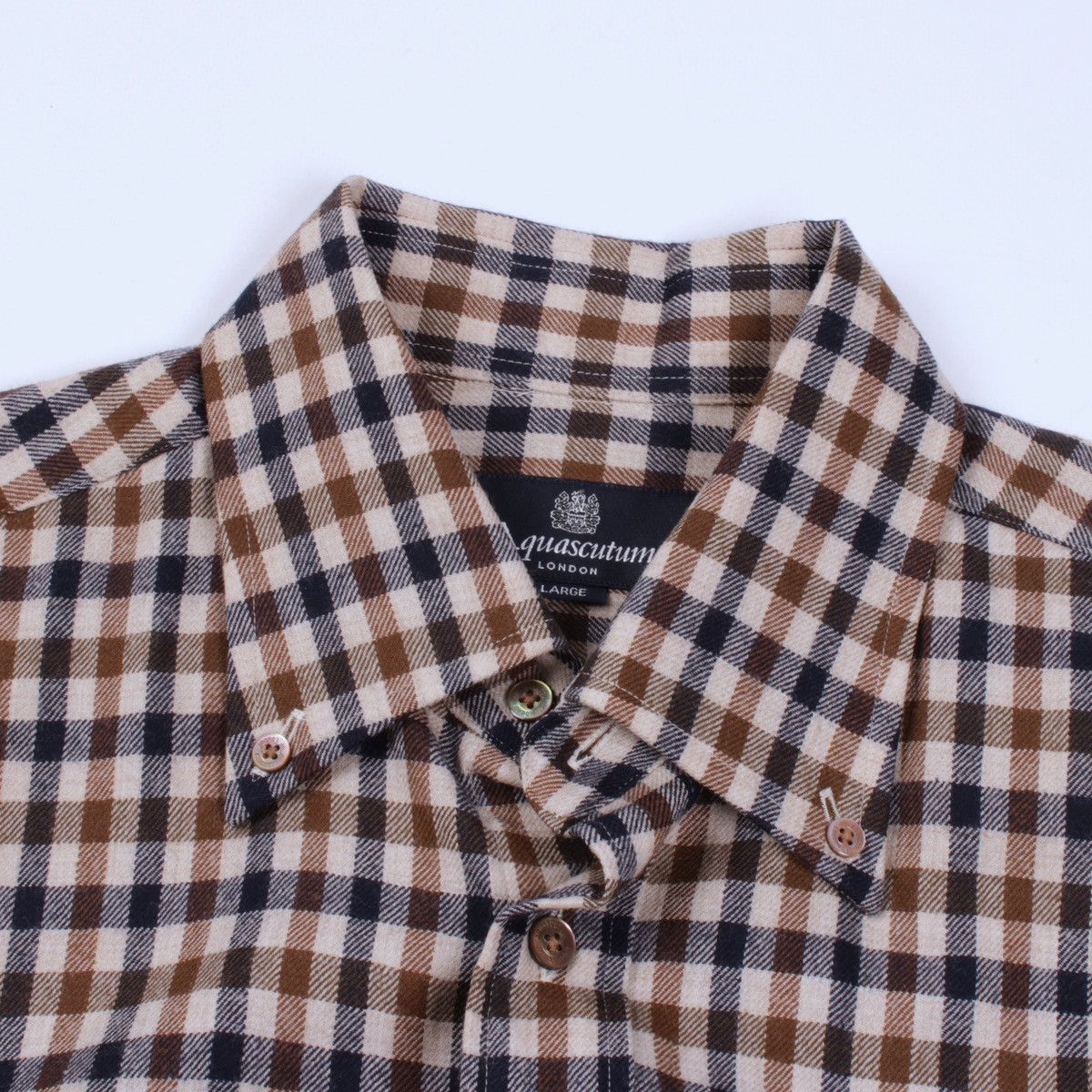 Aquascutum × Vintage Aquascutum Vintage Wool Plaid Long Sleeve Button Shirt Size US L / EU 52-54 / 3 - 8 Thumbnail