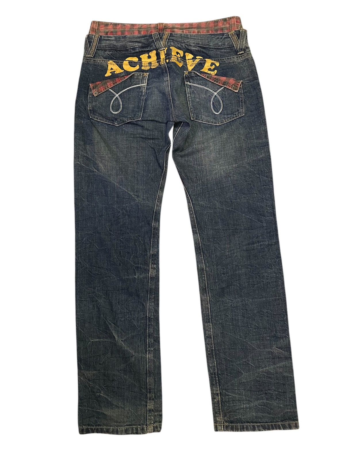 Japanese Brand 💥Double Waist 💥 Denim Brave World Mudwash Crazy Design 💥 Size US 30 / EU 46 - 1 Thumbnail