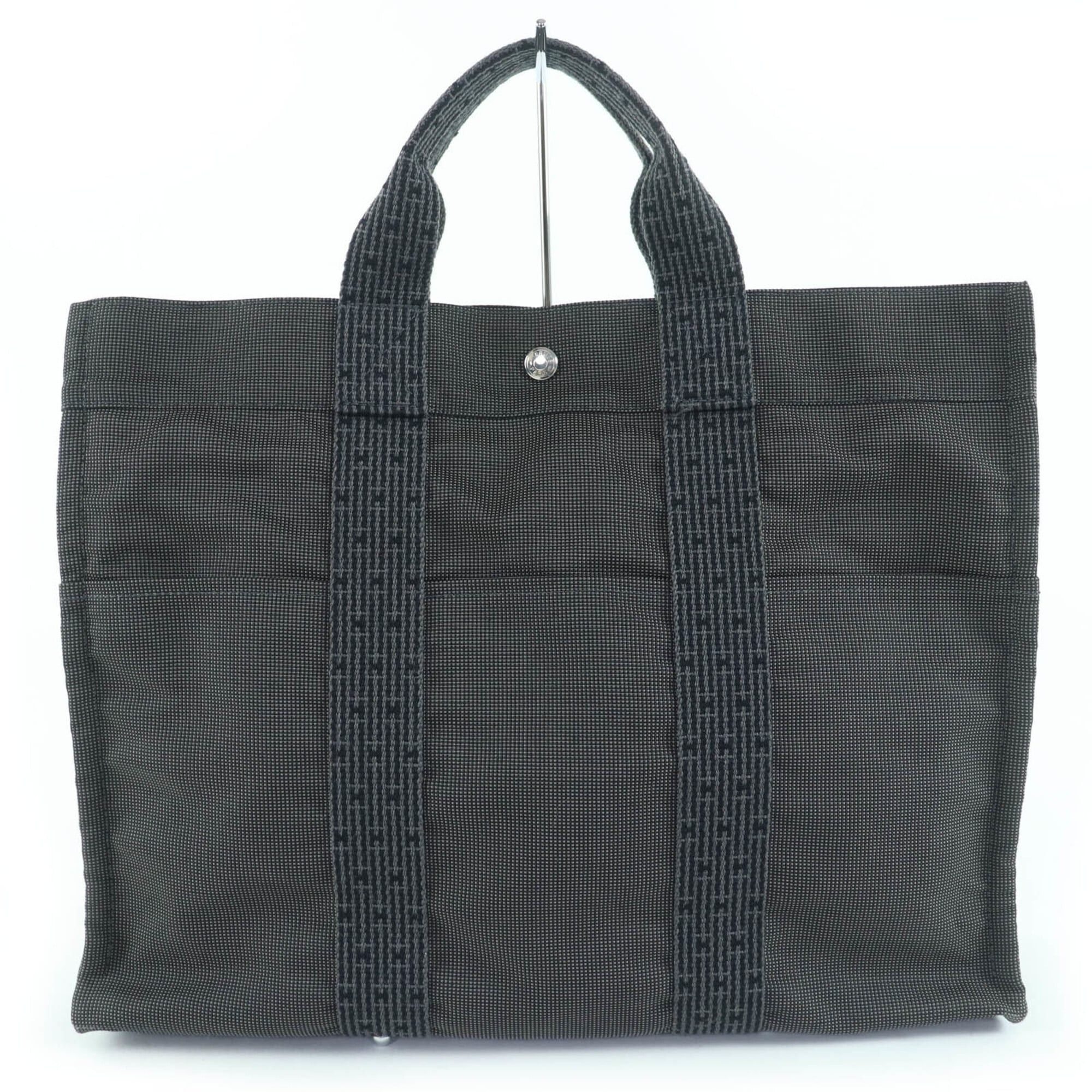 Hermes Hermes Herline MM Sellier Hardware Canvas Tote Bag Handbag Gray Made in France Women's Size ONE SIZE - 1 Thumbnail
