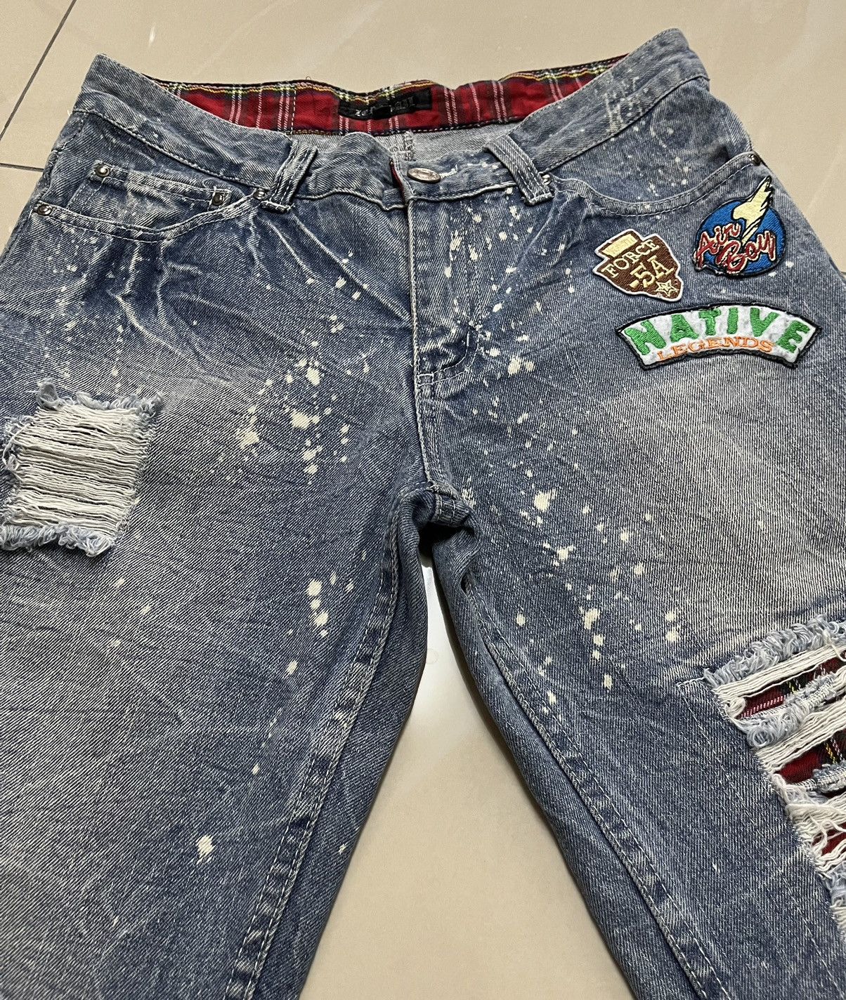 Japanese Brand Zerosail thrashed Punk distressed paint splatter jean F1 Size US 31 - 8 Thumbnail
