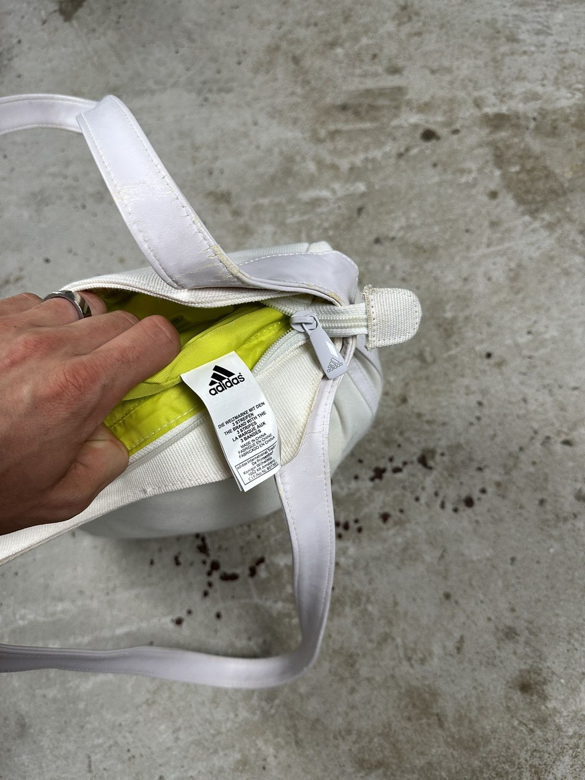 Adidas Vintage Y2K Adidas White Beige Shoulder Hand Bag 3 Stripes Size ONE SIZE - 12 Thumbnail