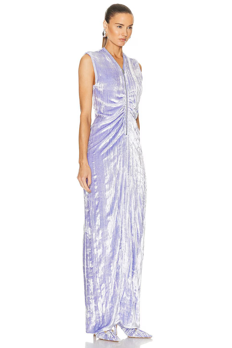 Bottega Veneta o1bcso1str0225 Text Viscose Silk Velvet Dress in Purple Size M / US 6-8 / IT 42-44 - 2 Thumbnail