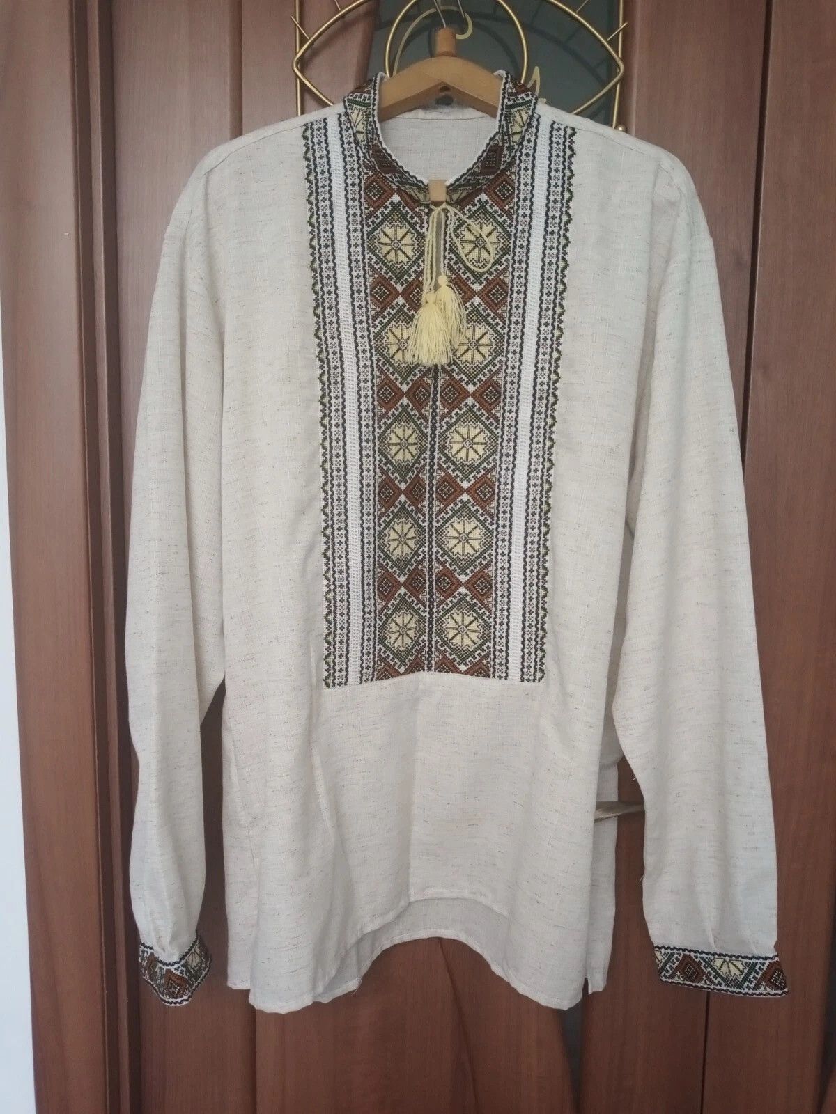 Other Blue Wool Blend Ceremonial festive men's shirt hand embroide Size XS / US 0-2 / IT 36-38 - 1 Thumbnail