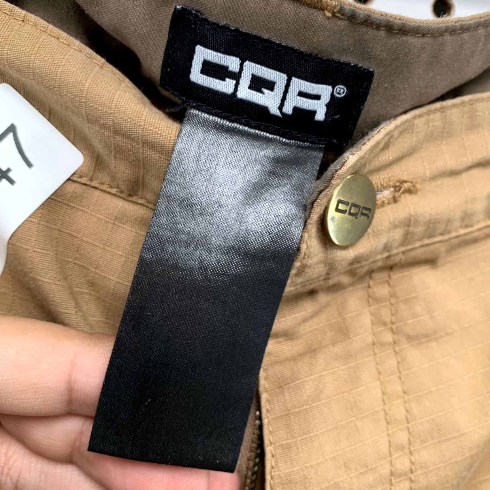 Vintage CQR Cargo Utility Pants Mens 38x33 Brown Work Wear Rip Stop Cargo Pants Mens 38 Brown Workwear Canvas Cotton Zip Pocket Straight Front 33 Inseam Mens Size US 38 / EU 54 - 6 Thumbnail