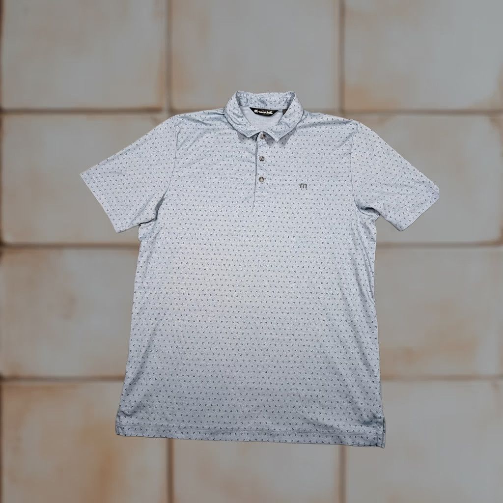 TravisMathew TravisMathew Polo Shirt Mens Large Light Blue Microprint Pima Cotton Blend Golf Casual Short Sleeve Size US L / EU 52-54 / 3 - 1 Thumbnail