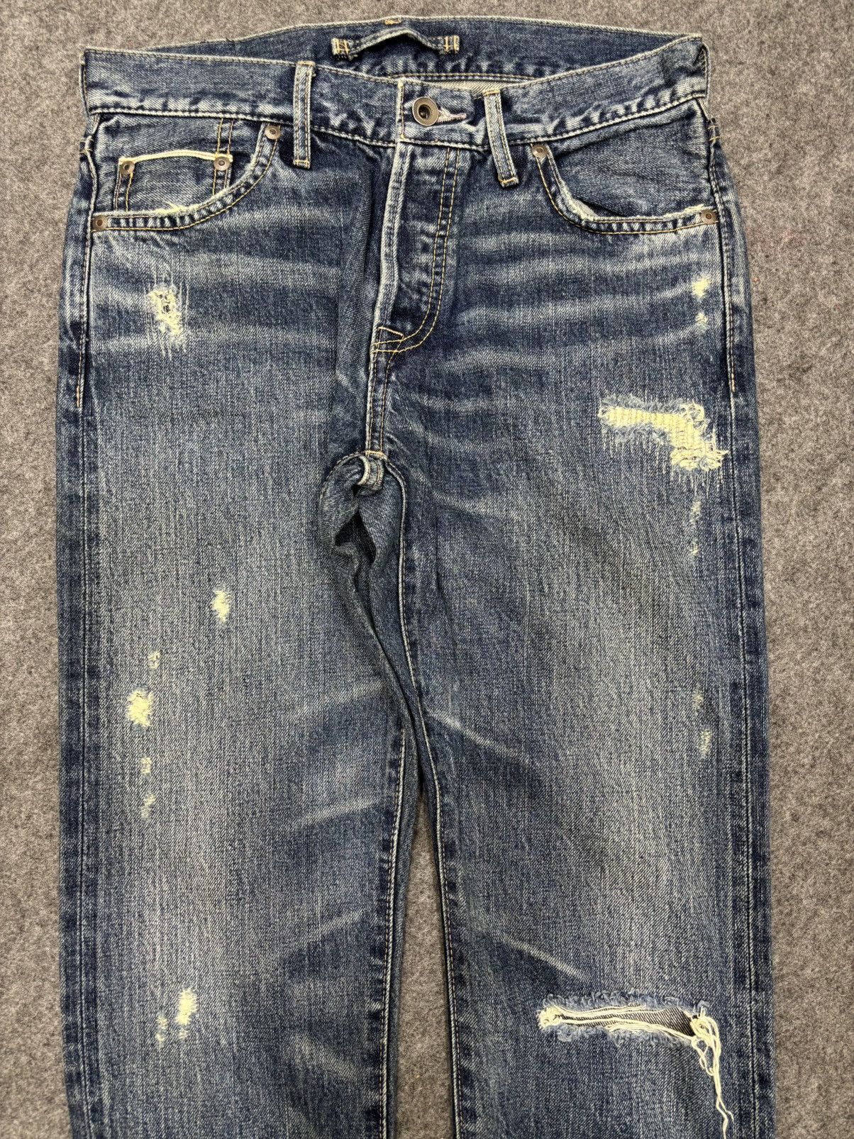 Japanese Brand 💥Insane💥GOA Japan Rare Sick Distressed Selvedge Denim F671 Size US 29 - 3 Thumbnail
