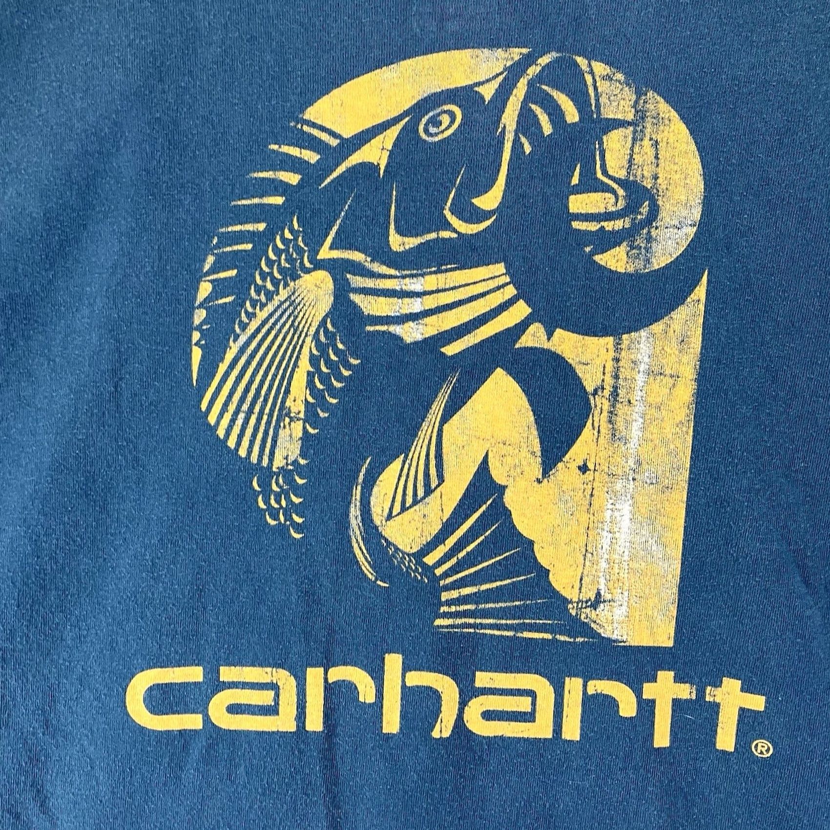 Carhartt VINTAGE Carhartt Mens T-Shirt Crew Neck Graphic Print Fisherman 2XL Dark Teal Casual Outdoor Classic Men’s Shirts Size US XXL / EU 58 / 5 - 3 Thumbnail