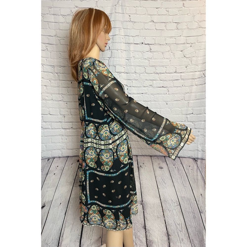 Nanette Lepore Nanette Lepore Silk Patchwork Long Sleeve Mini Dress Size 1 Size XL / US 12-14 / IT 48-50 - 4 Thumbnail