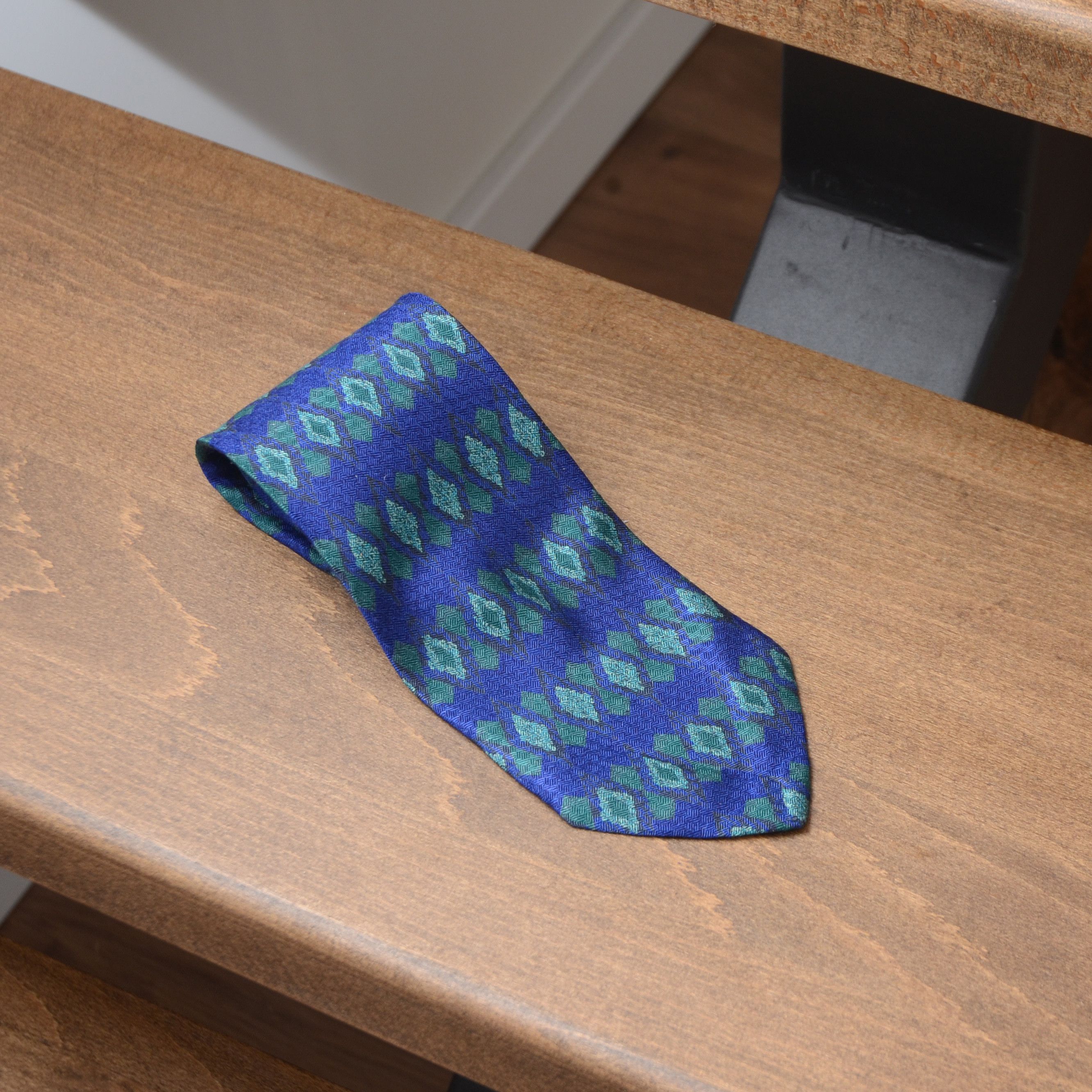 Vintage VINTAGE PISCADOR BLUE Geometric Print 100% SILK TIE Size ONE SIZE - 6 Thumbnail