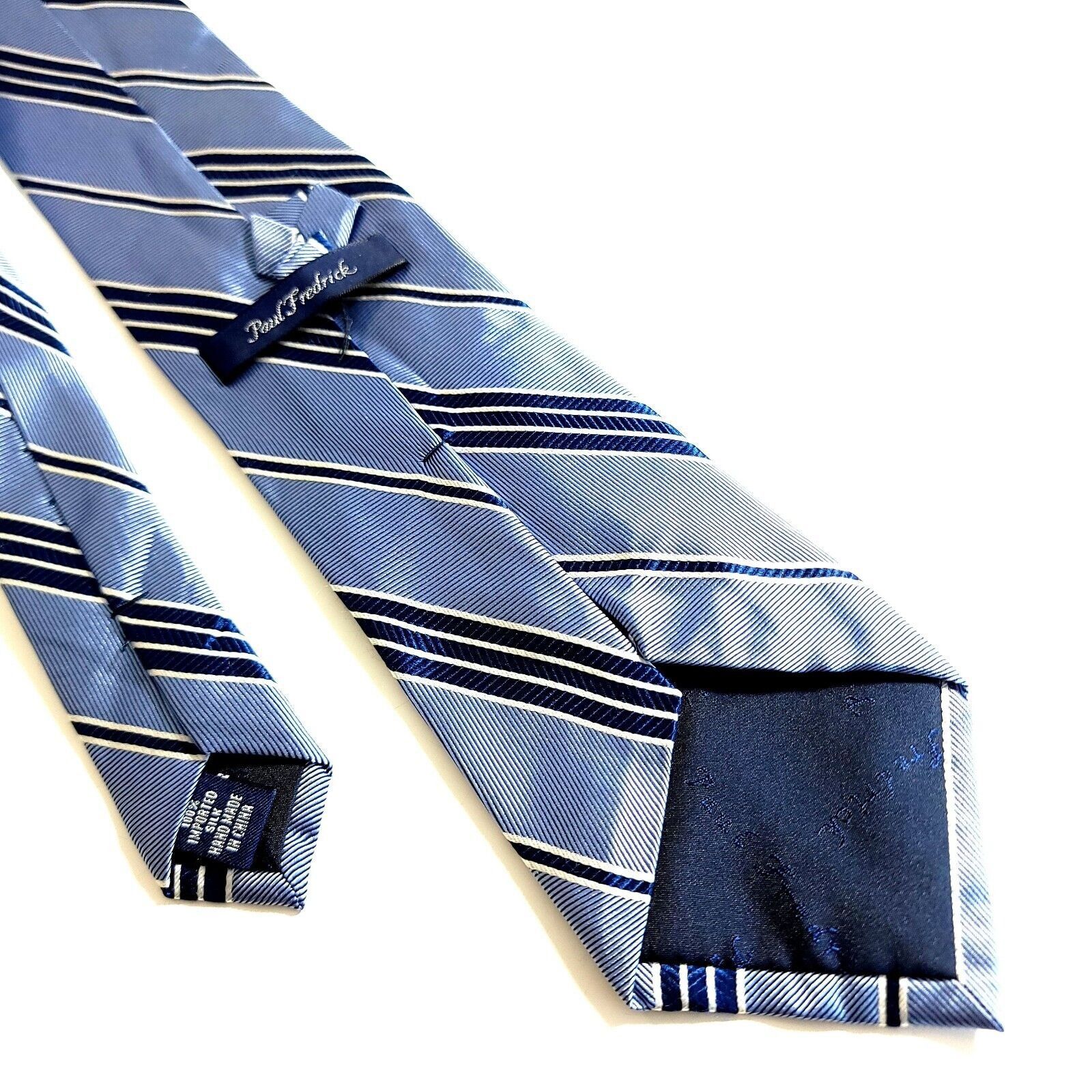 Paul Fredrick Paul Fredrick Blue Striped Woven Silk Tie Size ONE SIZE - 5 Thumbnail