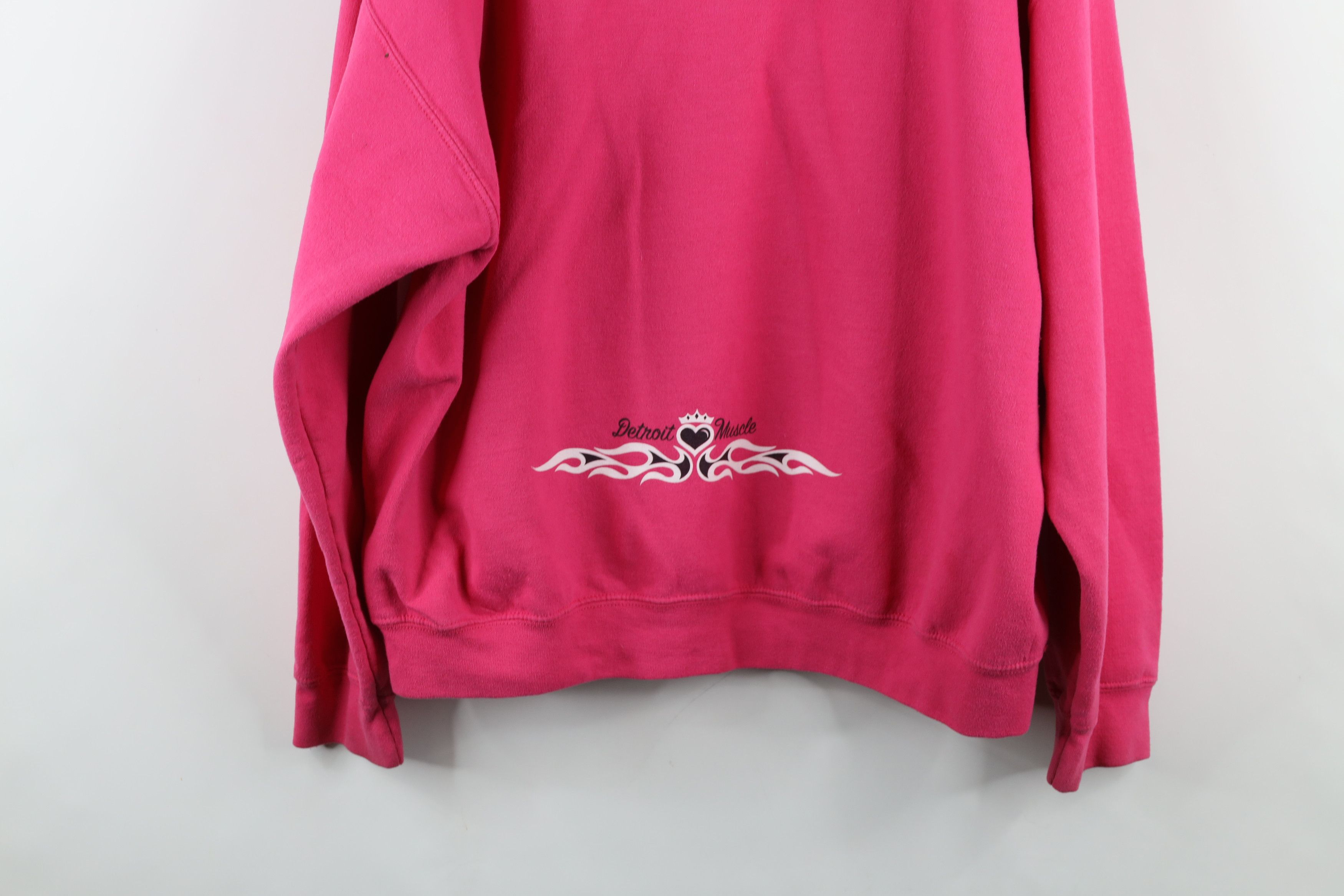 Vintage Vintage 90s Y2K Detroit Muscle Car Hoodie Sweatshirt Pink Size XL / US 12-14 / IT 48-50 - 15 Thumbnail
