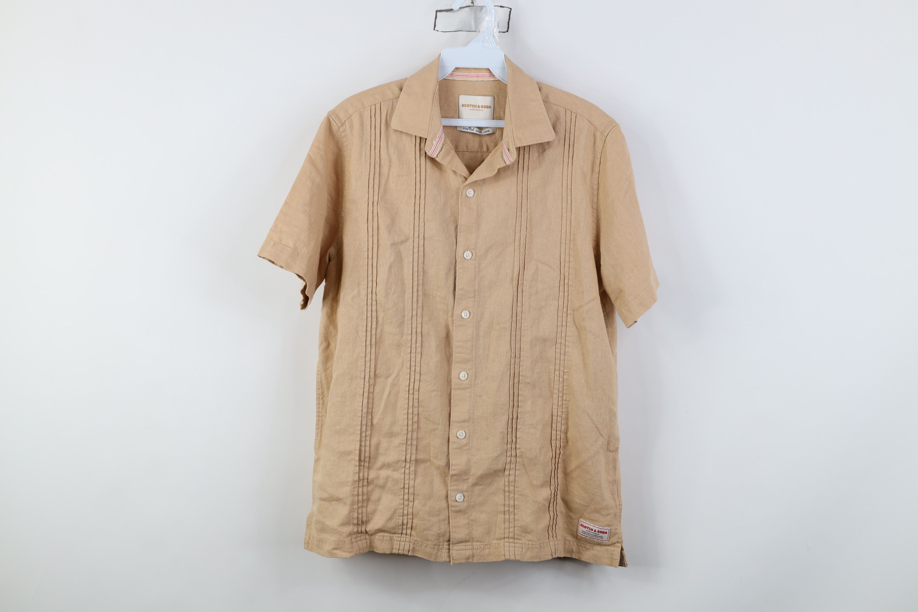 Scotch & Soda Scotch & Soda Blend Short Sleeve Collared Button Shirt Beige Size US S / EU 44-46 / 1 - 1 Thumbnail