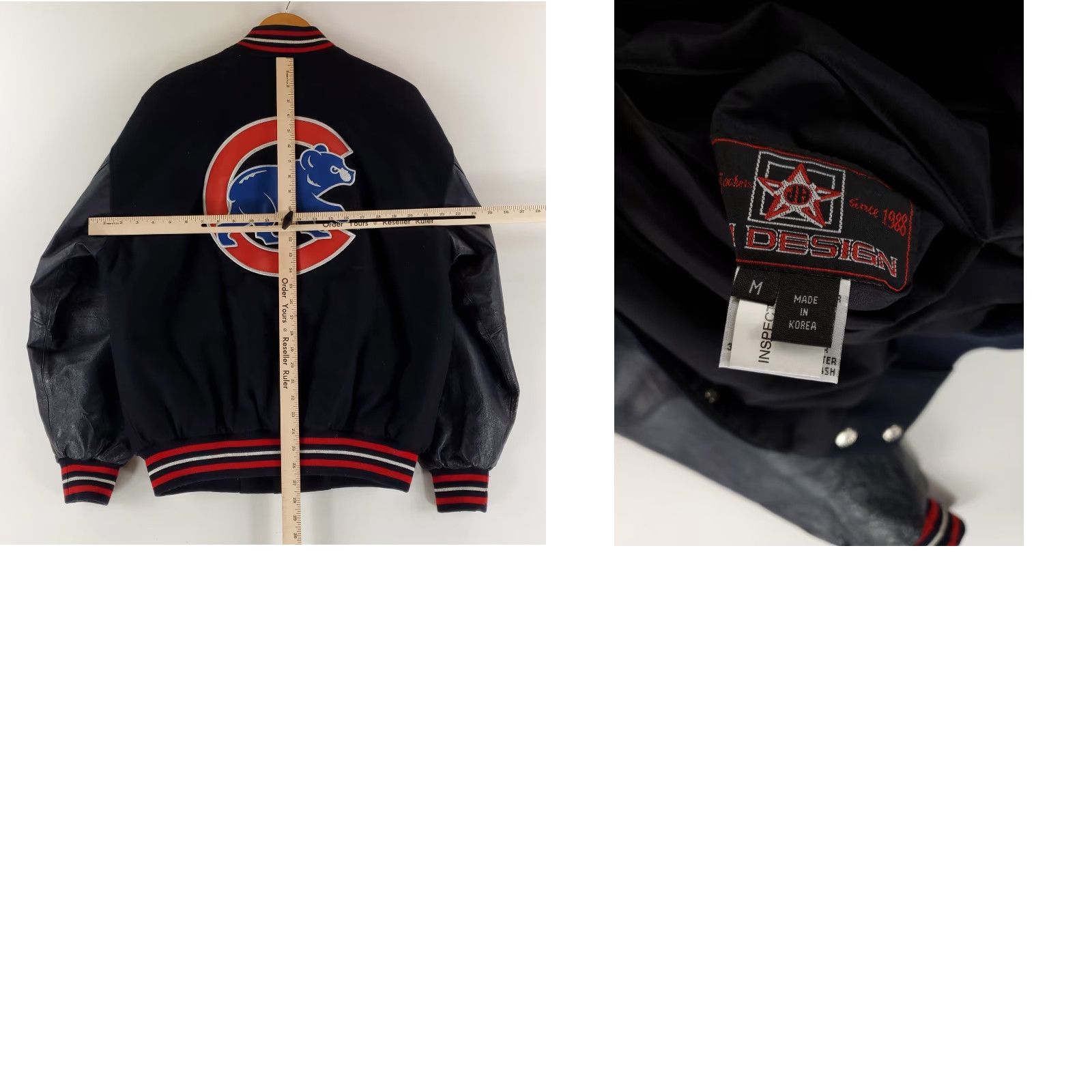 Hamilton VINTAGE Chicago Cubs Jeff Hamilton Wool Leather Reversible Bomber Jacket Blue Mens M Size US M / EU 48-50 / 2 - 8 Thumbnail