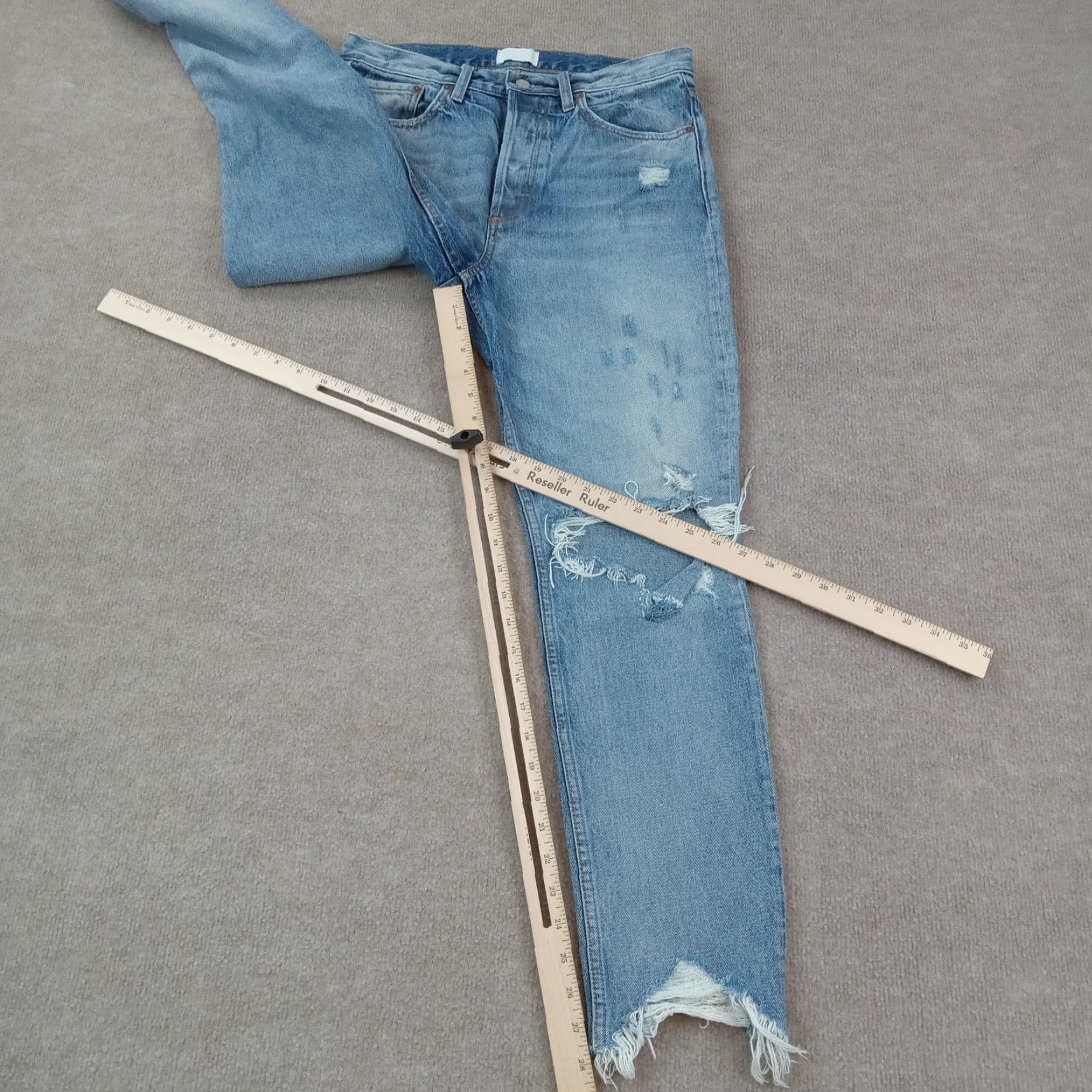 Boyish Boyish Blue Women's Ankle Jeans 30x28 Distressed Button Fly Cotton Spandex Stretch Size 30" / US 8 / IT 44 - 2 Thumbnail