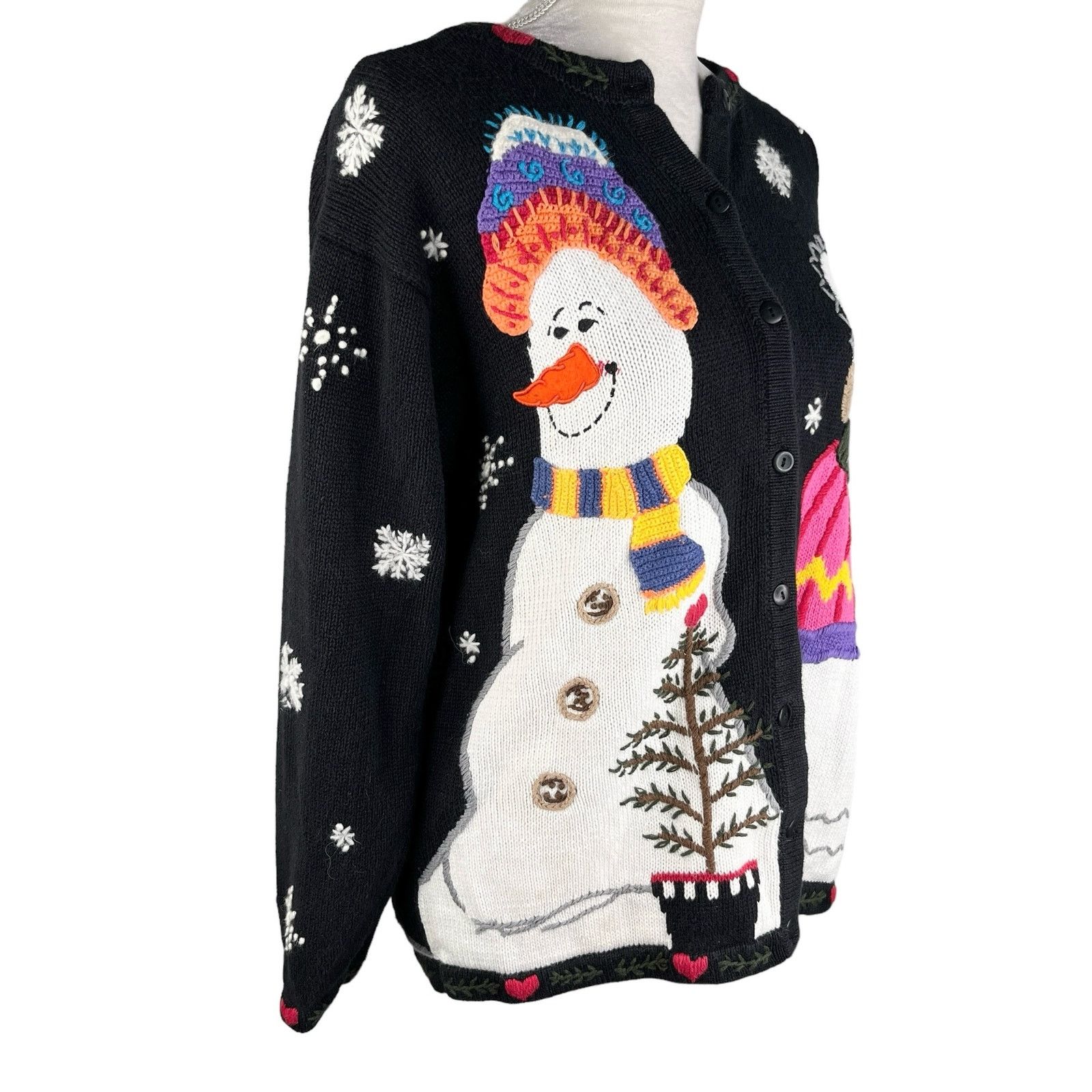 Other Quacker Factory Snowman Sweater M Button Down Embroidered Size M / US 6-8 / IT 42-44 - 4 Thumbnail