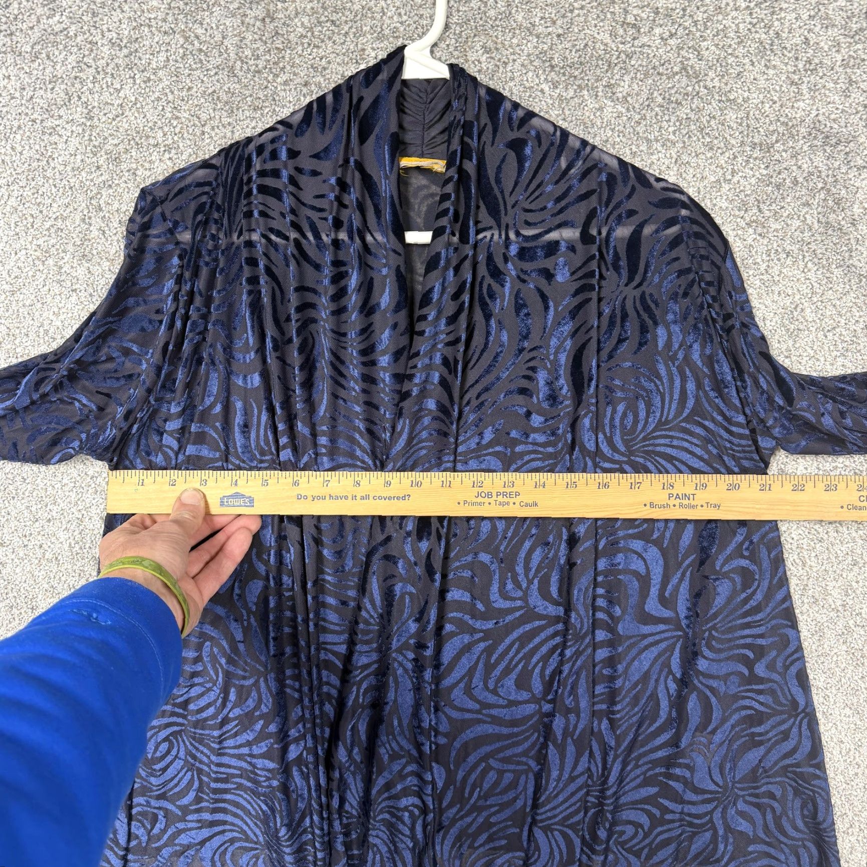 Vintage VINTAGE Ruby Rd. Velvet Burnout Kimono Cardigan / Blouse Women Medium Blue Animal Print 90s Whimsigoth Art Teacher Mens? Size M / US 6-8 / IT 42-44 - 4 Thumbnail