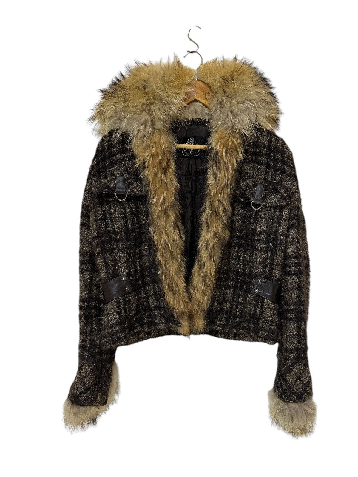 Japanese Brand La Moda Goji Tweed Jacket Fur Faux Jacket Size M / US 6-8 / IT 42-44 - 1 Thumbnail