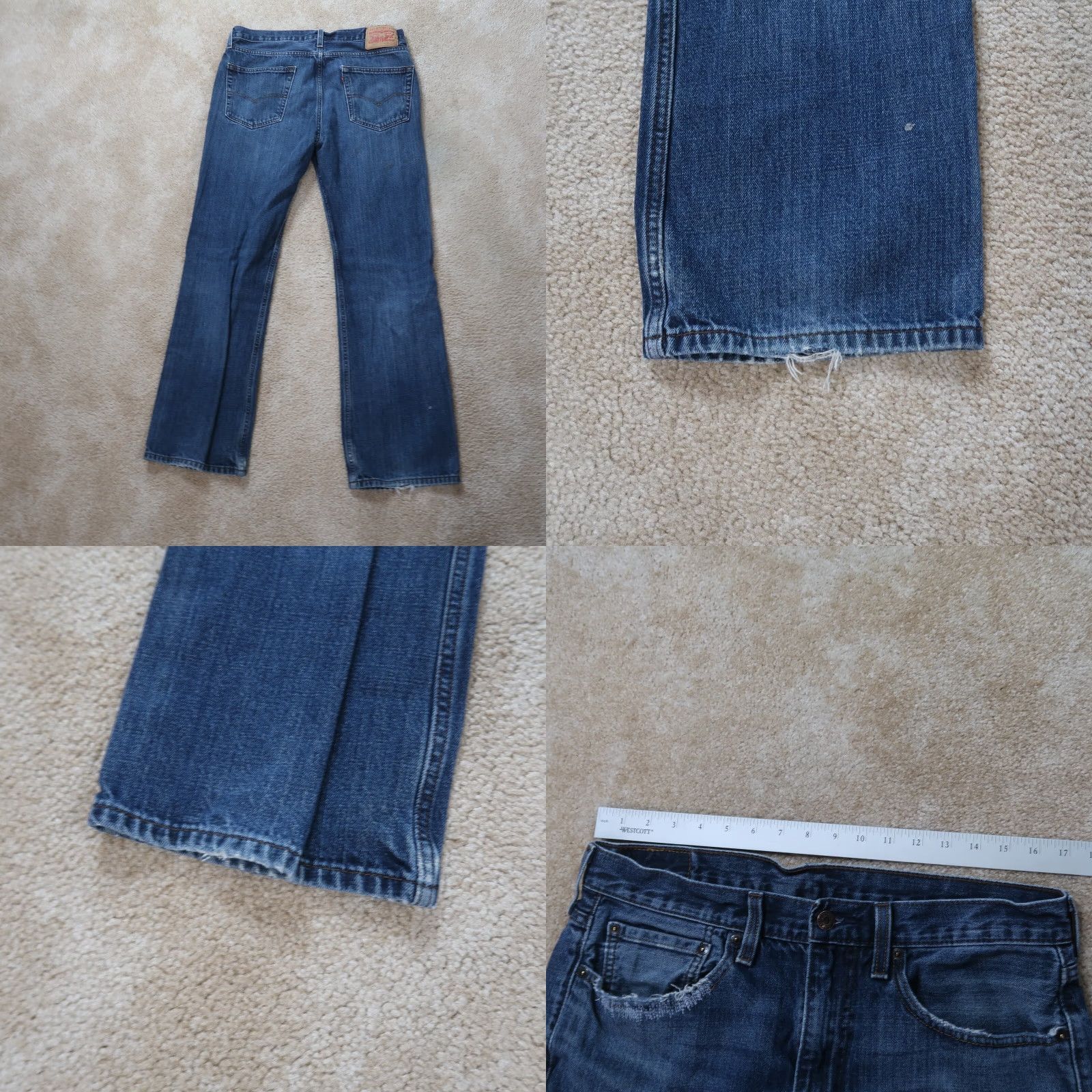 Levi's VINTAGE Levi's 527 Jeans Men 34x32 Blue Denim Distressed Bootcut Pants 5-Pocket Regular Inseam 32 Zip Closure Leather Logo Mens Size US 34 / EU 50 - 9 Thumbnail