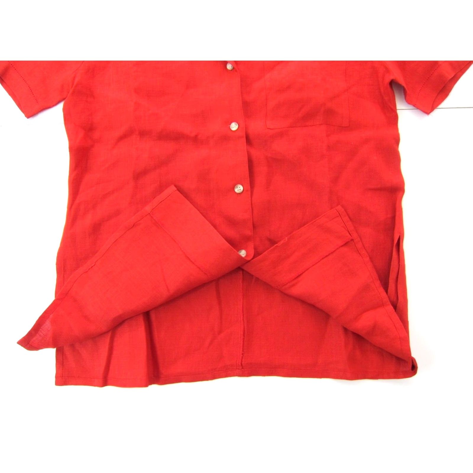Vintage VINTAGE Carry Back 100% Linen Red Collared Button Down Short Sleeve Blouse 8 Size M / US 6-8 / IT 42-44 - 6 Thumbnail