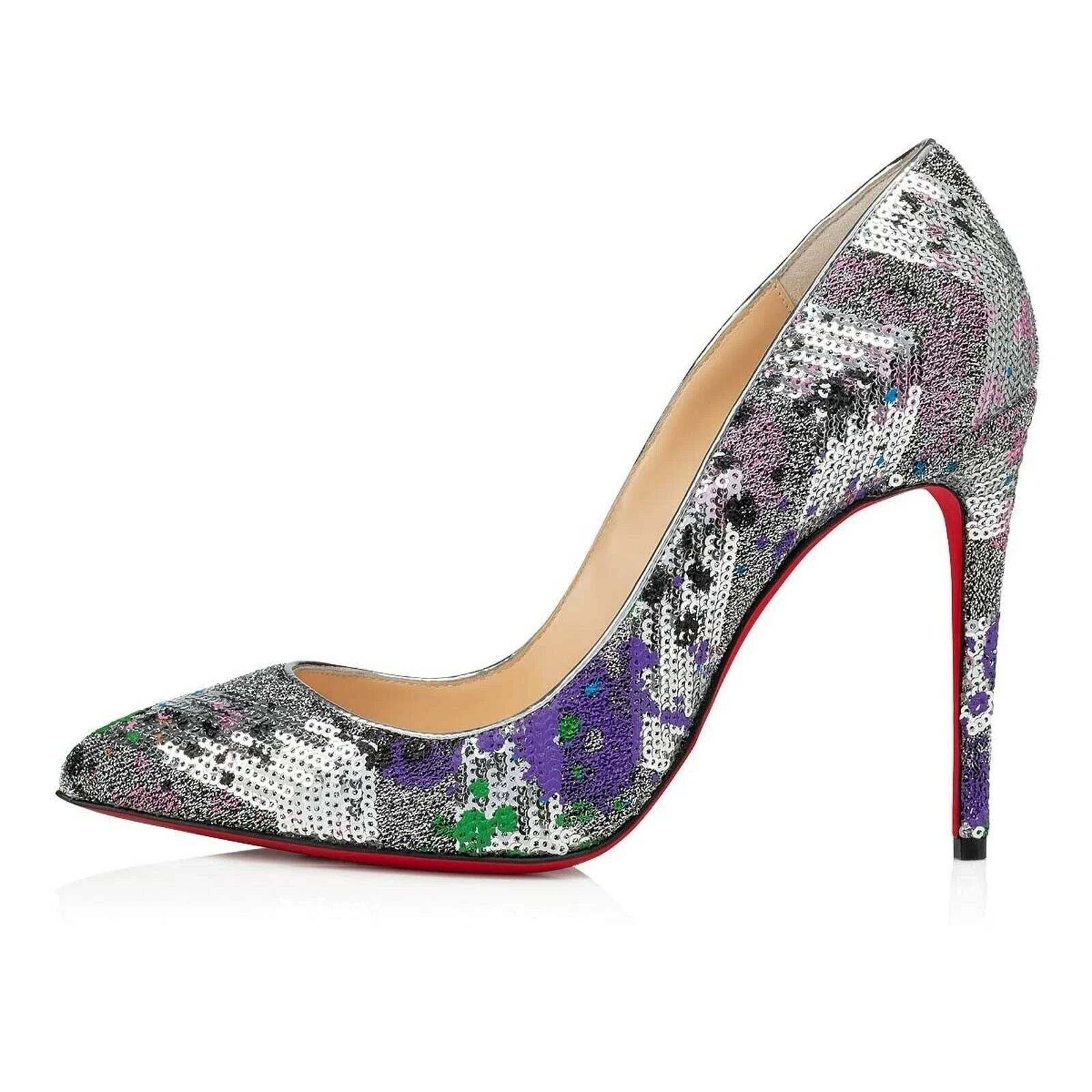 Christian Louboutin Christian Louboutin Pigalle Follies 100 Paillette Splash Size US 7.5 / IT 37.5 - 3 Thumbnail