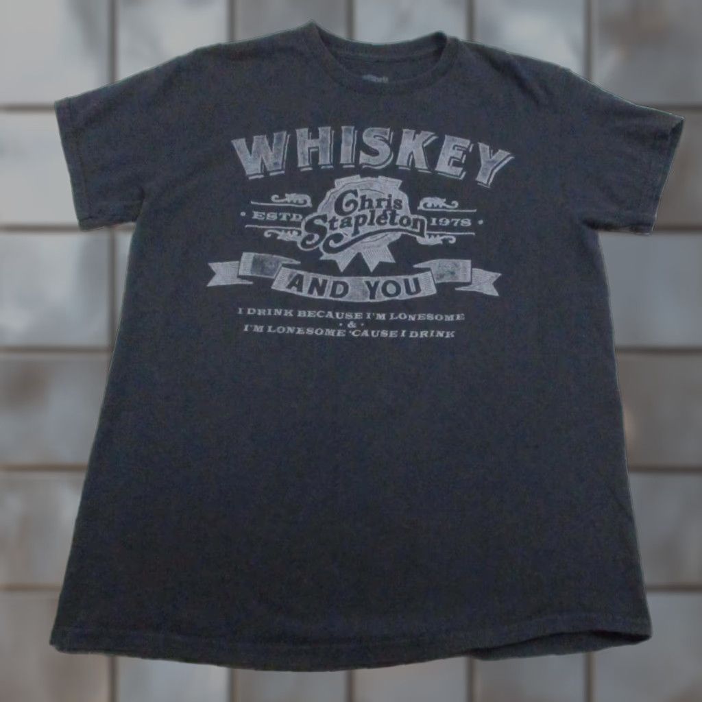 Vintage Chris Stapleton Whiskey And You Shirt Mens Medium Black Graphic Tee Country Music Shirt Size US M / EU 48-50 / 2 - 1 Thumbnail
