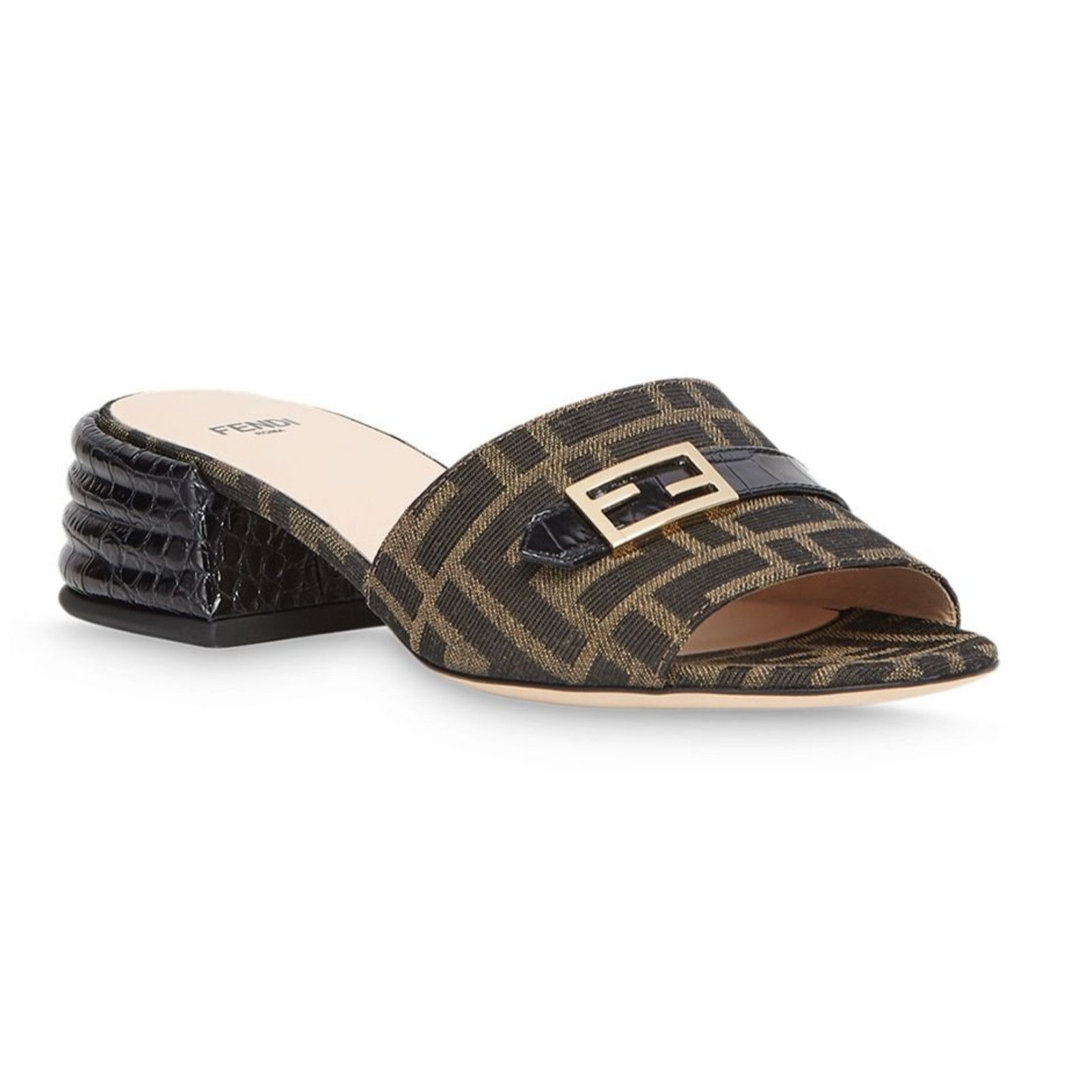 Fendi FF Monogram Backless Sandal Block Heel Mule Slide Pump 37 Size US 7 / IT 37 - 3 Thumbnail