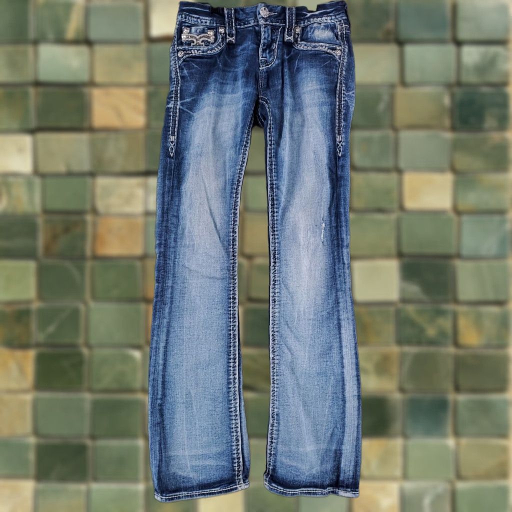Vintage Rock Revival Jeans Cherilyn Blue Womens 27 Bootcut Midrise 30 Inseam 27 x 30 Actual 24? Size 27" / US 4 / IT 40 - 1 Thumbnail